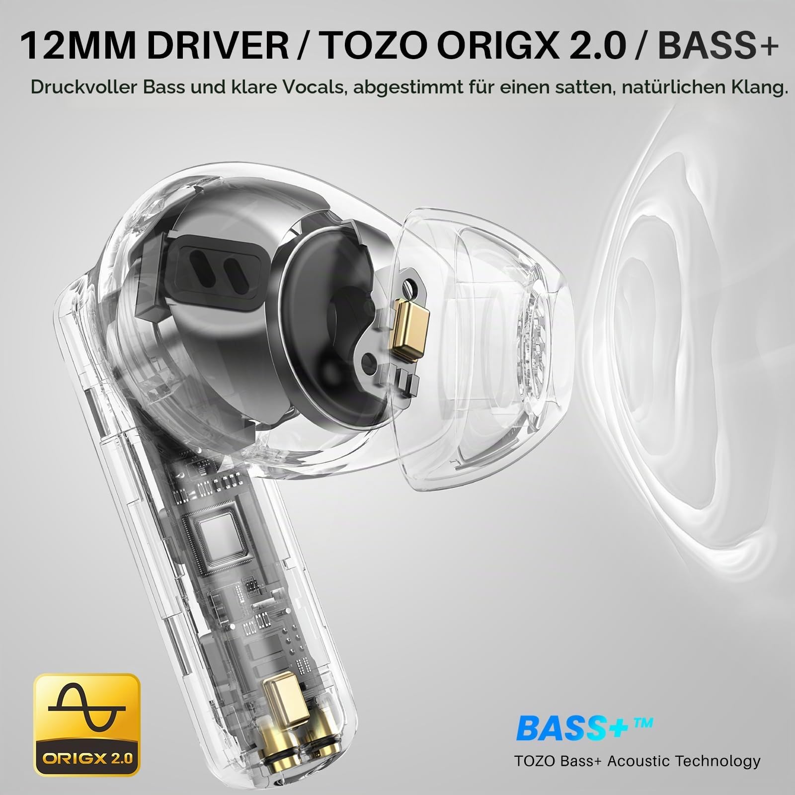 TOZO NC3 Kabellose Bluetooth In Ear Kopfhörer ANC mit Digitalanzeige IPX8