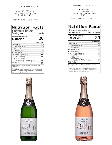 Miniatura 2 de Thomson & Scott Noughty - Paquete de celebración de vino espumoso, 1 rosado + 1 chardonnay, sin alcohol, vino desalcoholizado sin alcohol, ligero,