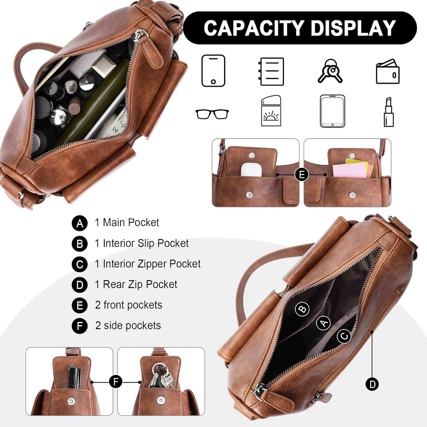 APHISON Shoulder Bag for Women, Vegan Leather Purses Bags for Ladies Trendy, Multi Pockets Handbags - Image 3