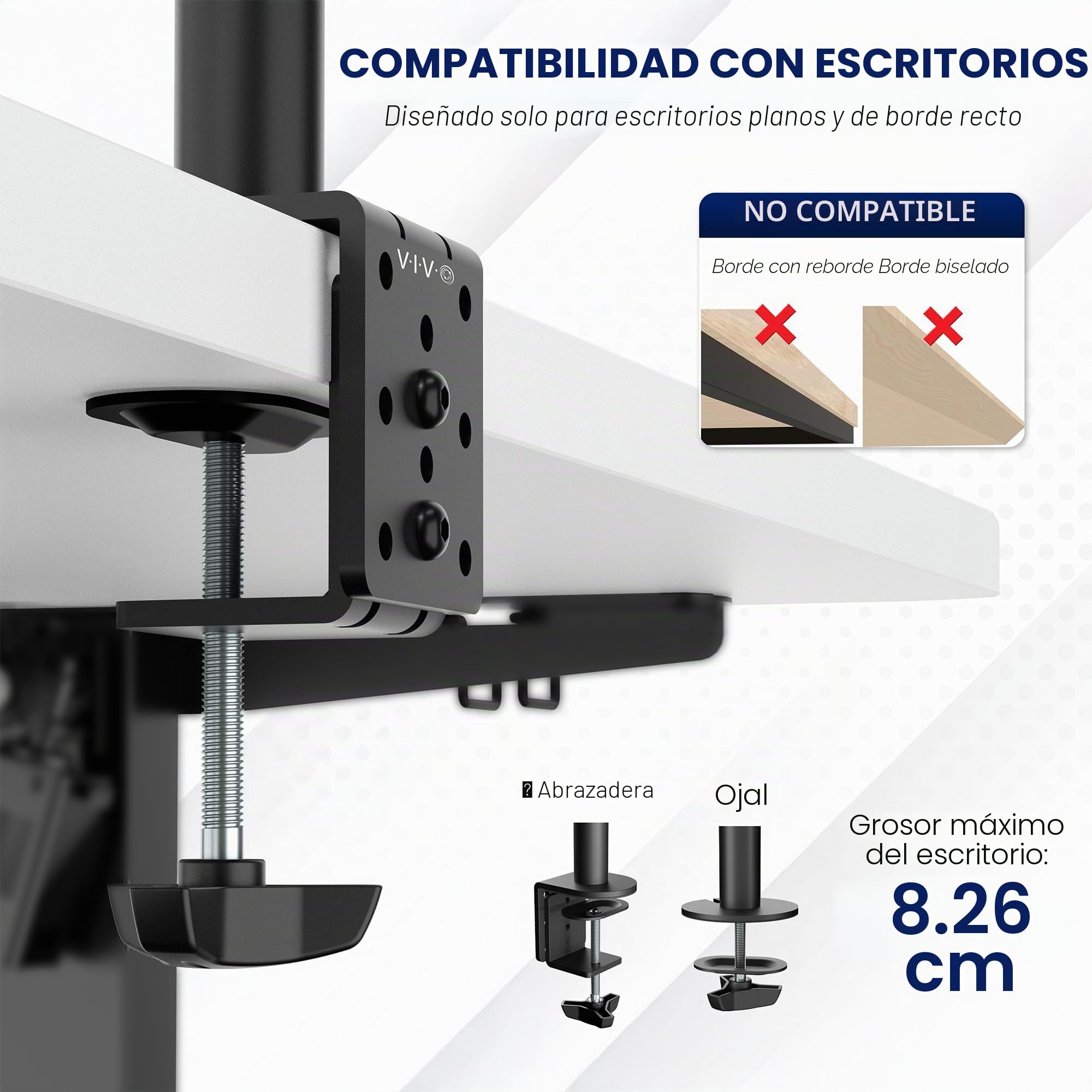 Vivo Soporte de Escritorio para Monitor Doble, Soporte de Acero Totalmente Ajustable, soporta 2 Pantallas de computadora de hasta 30 Pulgadas y máximo 22 Libras Cada una, Negro, STAND-V002