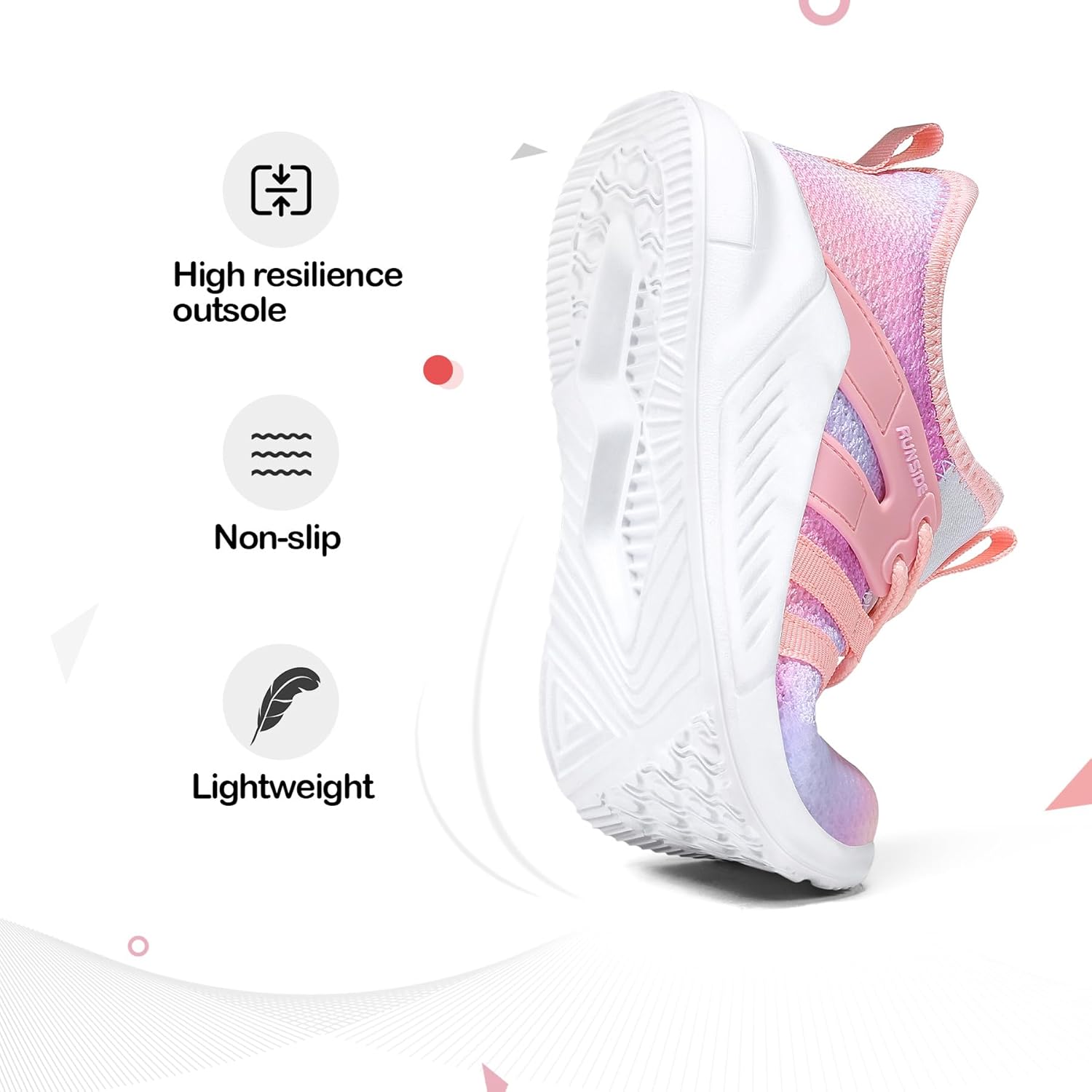 RUNSIDE Girls Tennis Shoes Lightweight Sports Kids Sneakers Lace-up for Running/Walking, Toddler/Little Kid/Big Kid