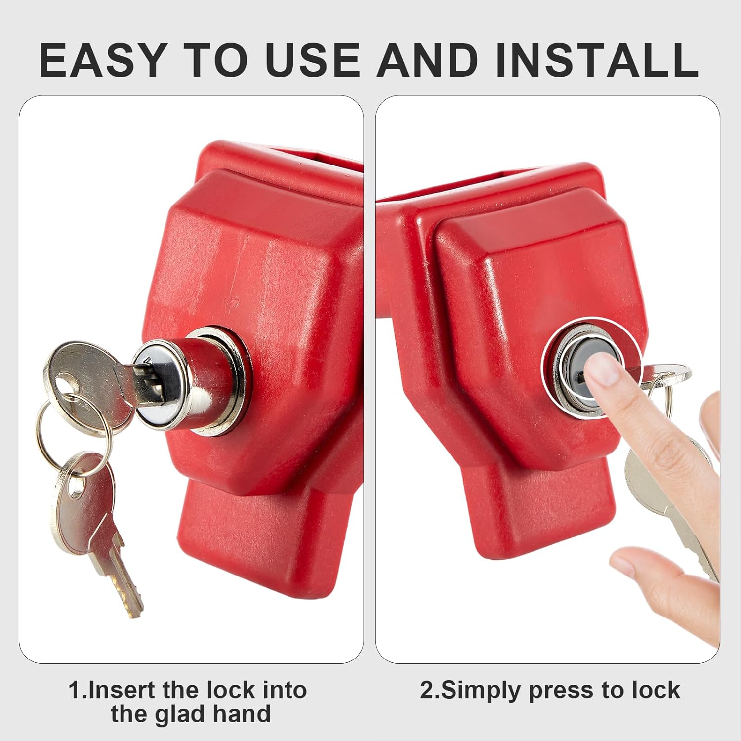 Glad Hand Lock Red Plastic Keyed Alike for Tractor Trailer, 4 Pack