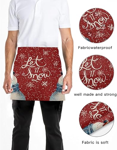 Miniatura 5 de DecorLovee Delantal de camarera de Halloween con 3 bolsillos, diseño de esqueleto de globo de calabaza, delantal de servidor fantasma, delantal de