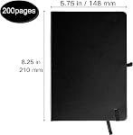 Coloch 6 Pack Ruled Notebook, A5 Black Hardcover Notebook with 200 Pages, Classic Lined Journal Pocket with 200 Pages and Pen Loop for School, College, Office, Business, 5.75" x 8.25"