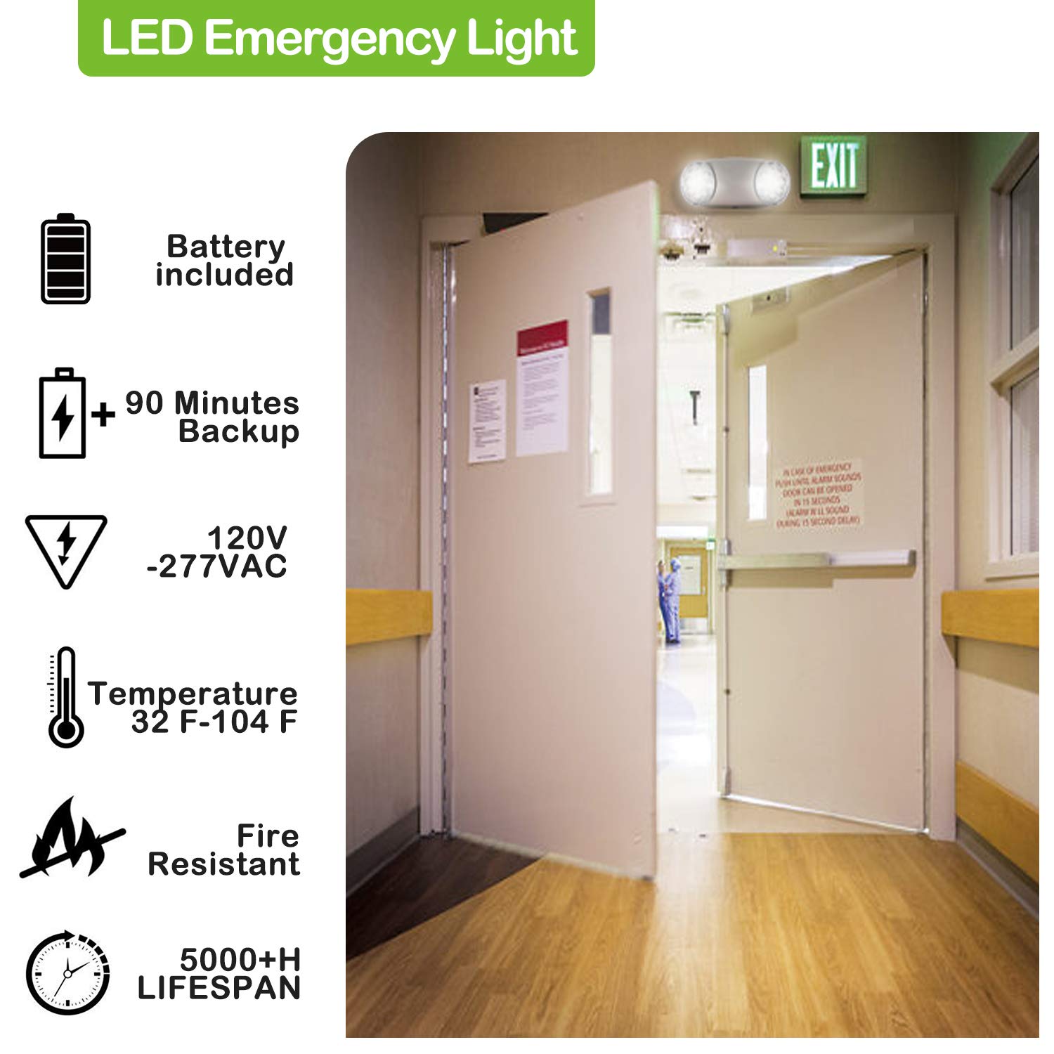 Buy LED Emergency Lights with Battery Backup, Two Head Adjustable