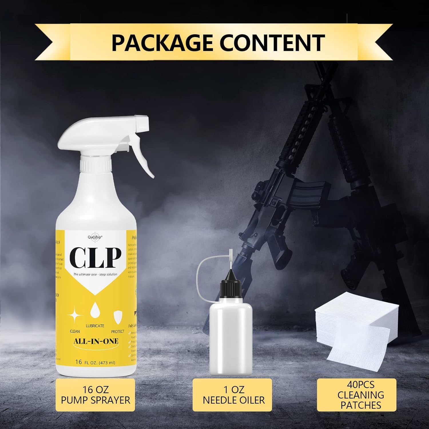 16 oz Premium Gun Lubricant, Multi-Purpose Gun Cleaning Kit Protector, Clp Gun Cleaner and Lubricant, Gun Cleaning kit with Oil and Cleaner - by Qucship