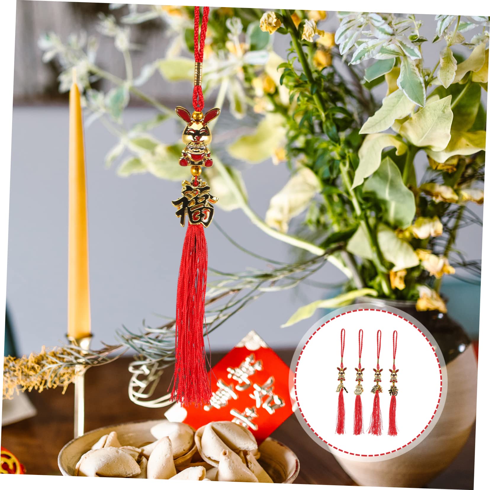 Alipis 20 Stück Neujahrsanhänger Sternzeichen Hase Anhänger Girlande Chinesisches Auto Hängezubehör Kaninchenstatue Bonsai Chinesische Anhänger Chinesische Feng Shui Charms