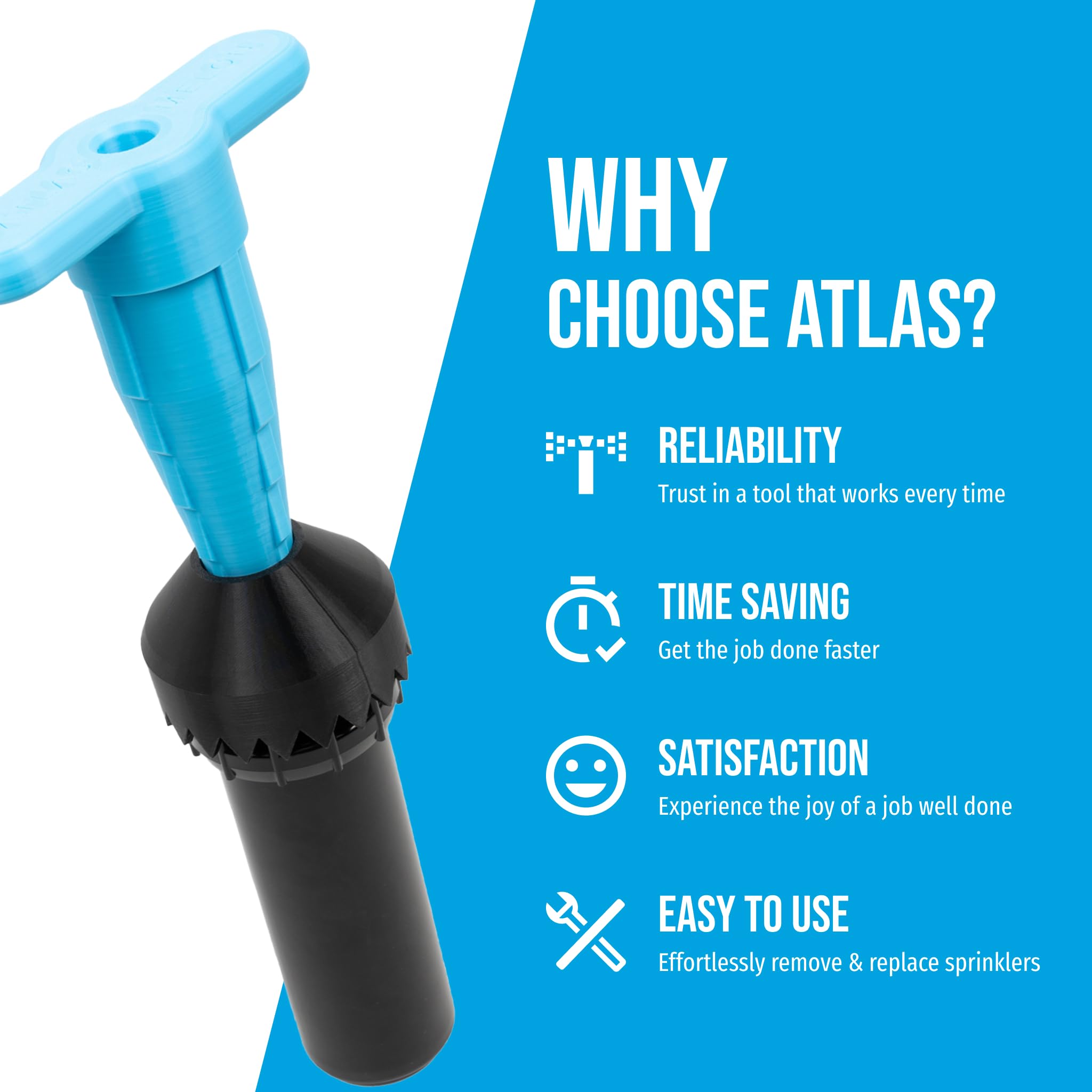 Atlas - Juego de herramientas de extracción de cabezales de aspersores – Removedor de aspersores para rotores y cabezales de pulverización compatible con K-Rain, Orbit, Rainbird sin excavar, para