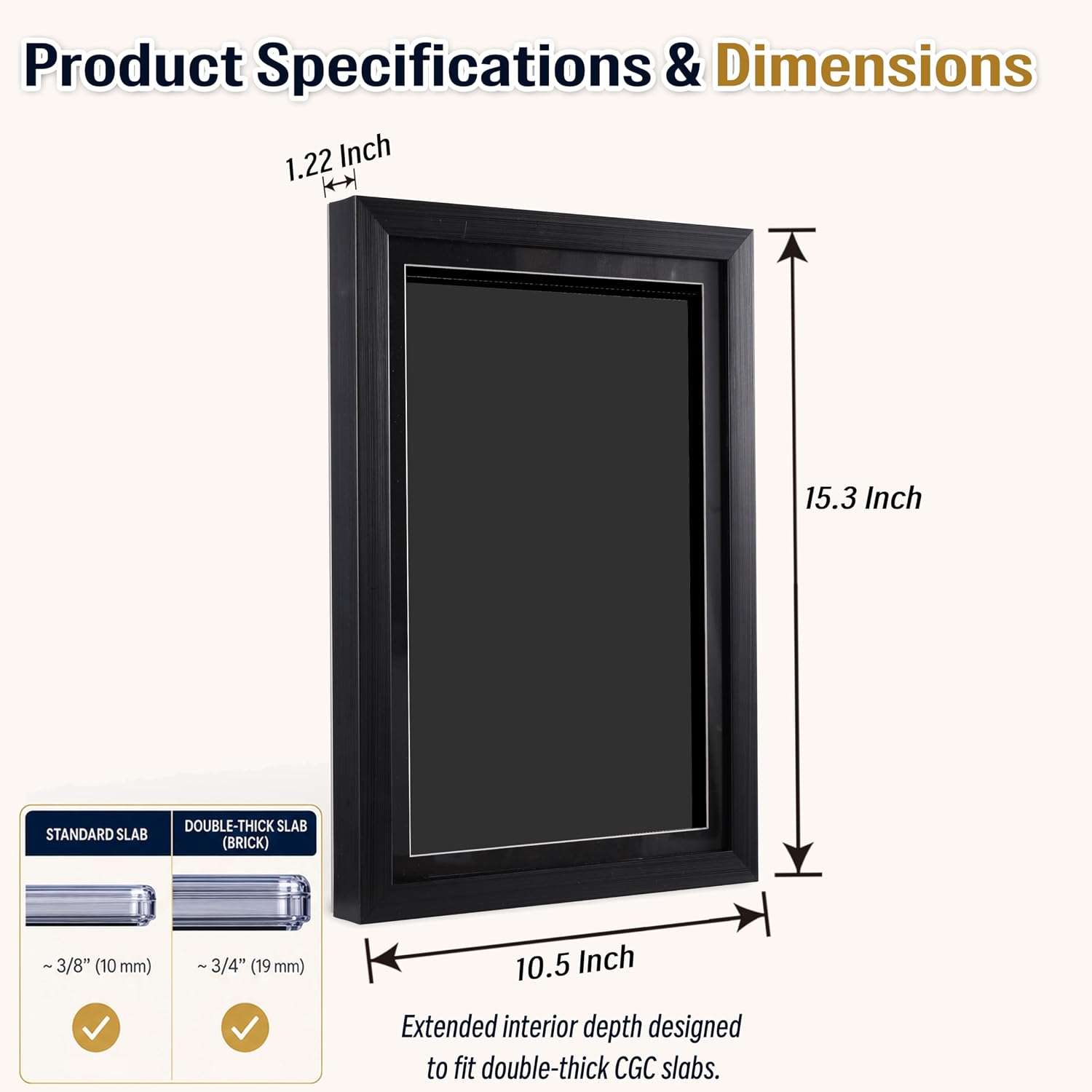 Graded Comic Book Frame for CGC Slabs,Black Comic Book Display Case Wall Mount & Tabletop Stand,Single Slab Showcase Frame for Display & Storage,Compatible with Graded Comic Books & Thick Slabs