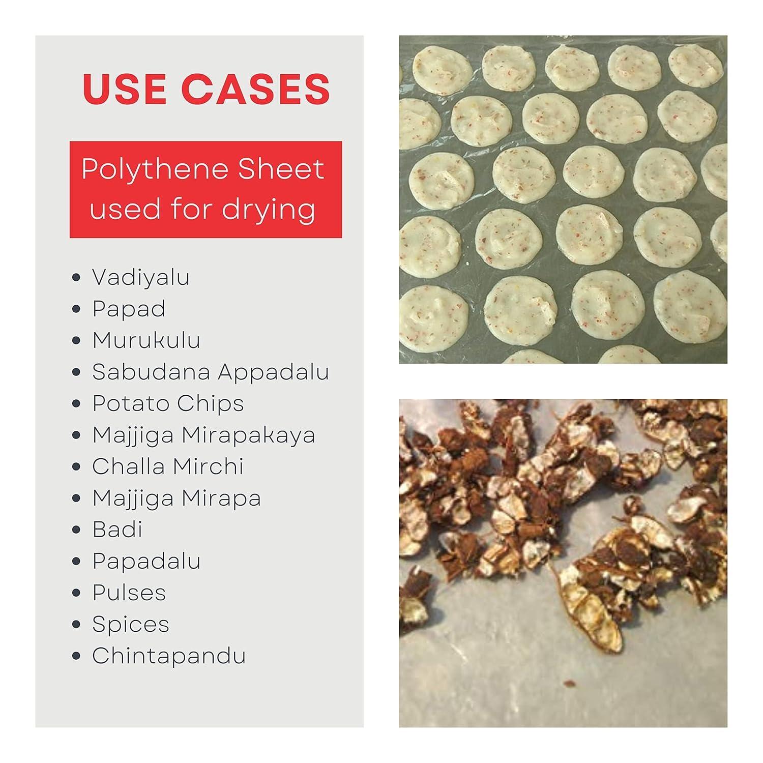 Polythene Sheets for Drying Papad, Pickle, Mirchi, Vadiyalu Cover | Food Grade, Washable & Reusable Tarpaulin Sheet for Kitchen & Multipurpose Use – Size: 4 X 6 Feet, Use in Long Run, Virgin Quality — Amazon image 7