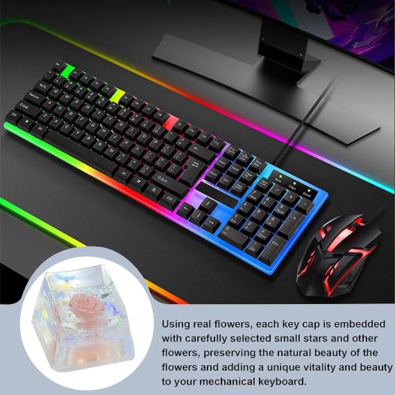 Backlit Resin Keycaps R4 Tab Eternal Flower Shine Through RGB Crafted