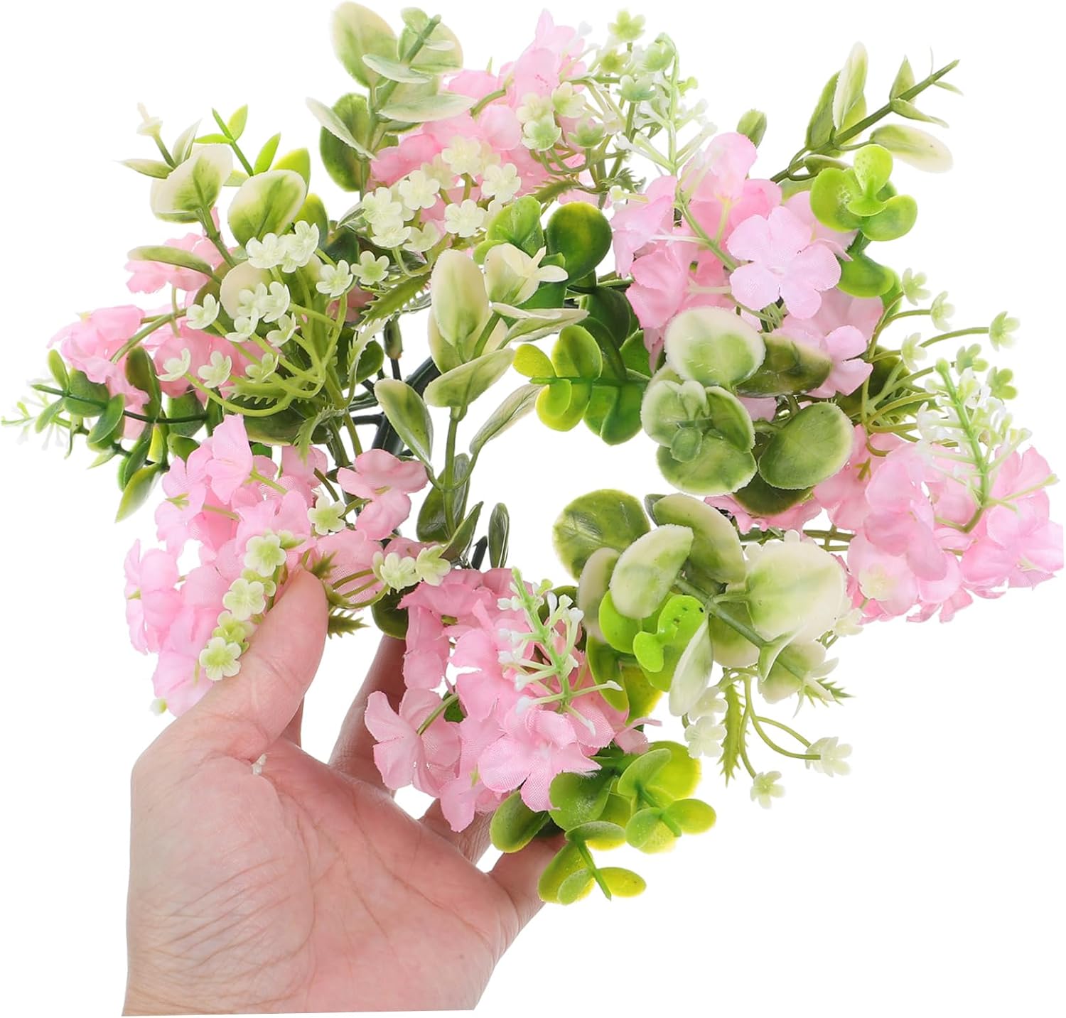 Realistic Eucalyptus Candle Wreath Artificial Flower Centerpiece for Weddings Parties and Home Decor Natural-Looking Floral Decoration Pillar Candle Holder