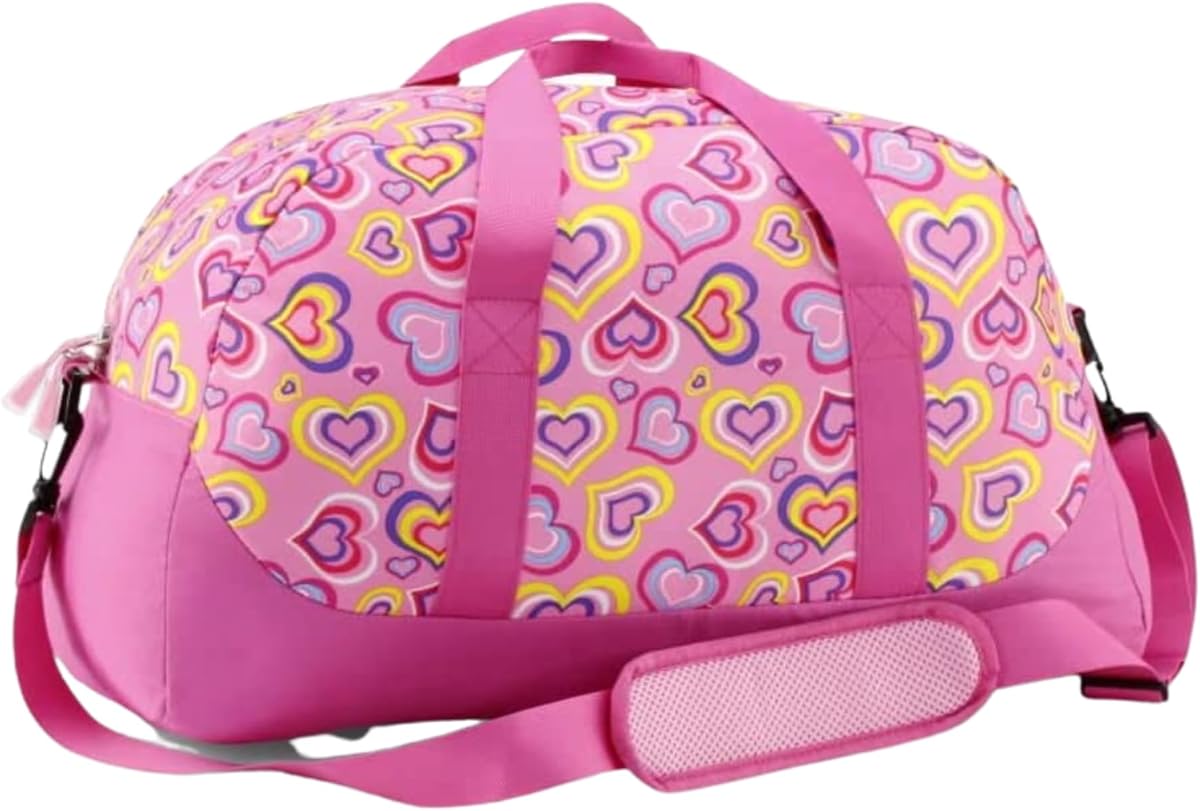 Kids Duffle Bag Playful Hearts Ages 3-12 Water Repellent Bags