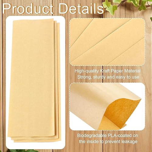 Miniatura 3 de Handepo 2000 bolsas de papel kraft marrón de 3 x 10 pulgadas, bolsas de churro para cubiertos, utensilios de panadería, golosinas, barras de