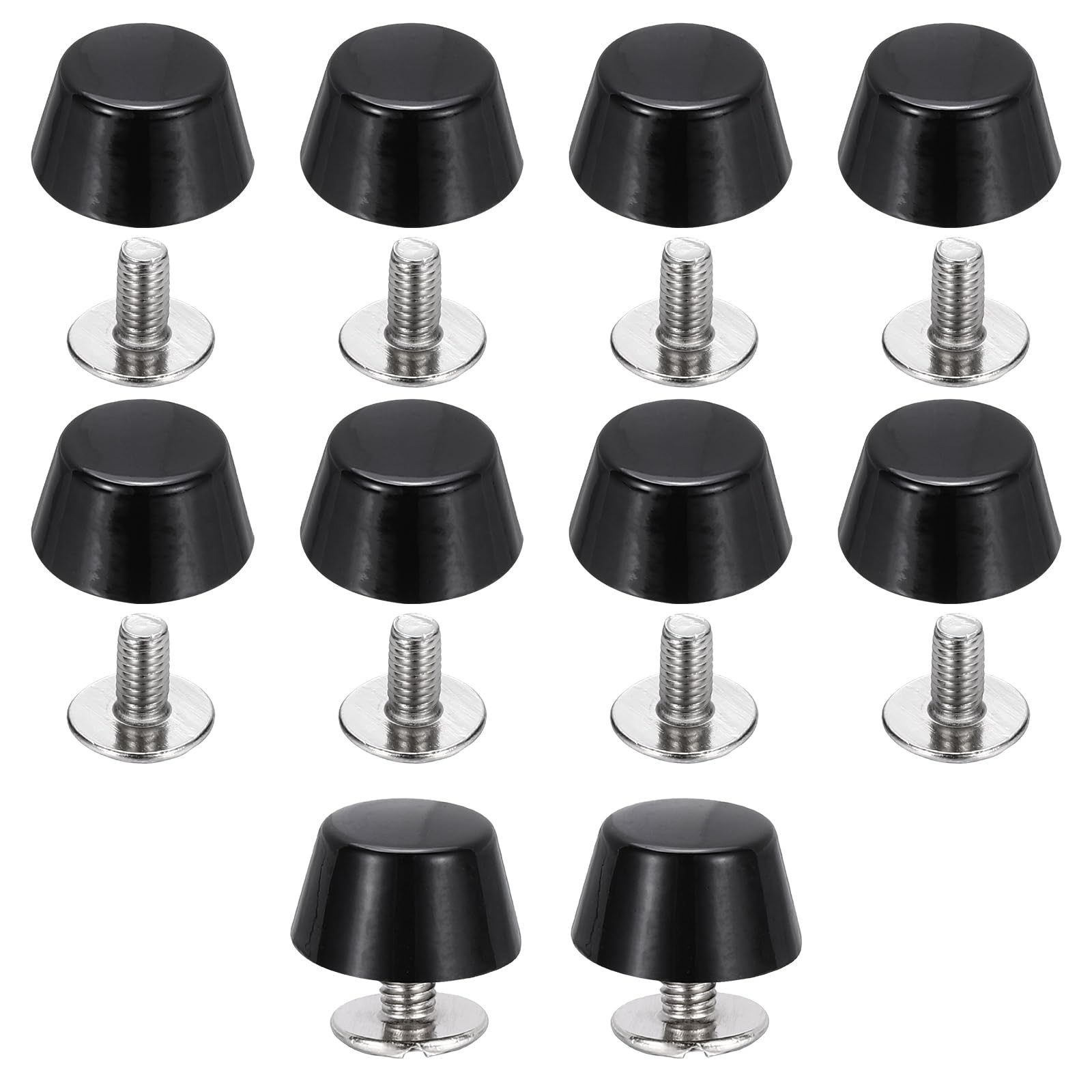 sourcing map 10 Sets Rivets Stud Handbag Purse Feet 12mm / 1/2" Screw Back Spikes Nailhead Flat Head Stud Rivet Buckle Leathercraft for Leather DIY Collar Belt Bag Totes, Glossy Black