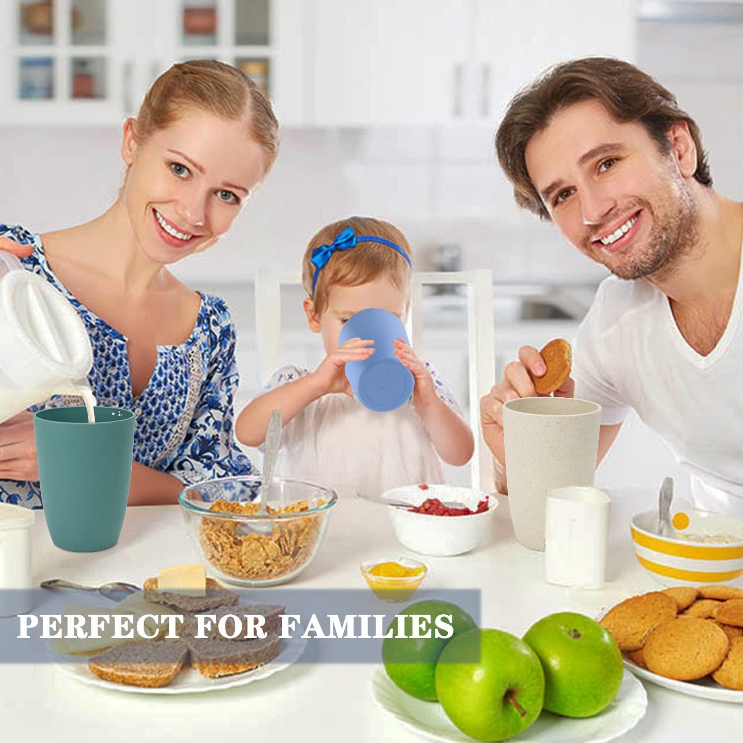 Homienly Plastic Cups Alternative, Unbreakable 20 OZ Wheat Straw Cups-Set of 8, Reusable Lightweight Drinking Glasses for Water, Juice, Dishwasher Safe Cups Sets for Kitchen, Outdoor, RV(Multi) - Image 7