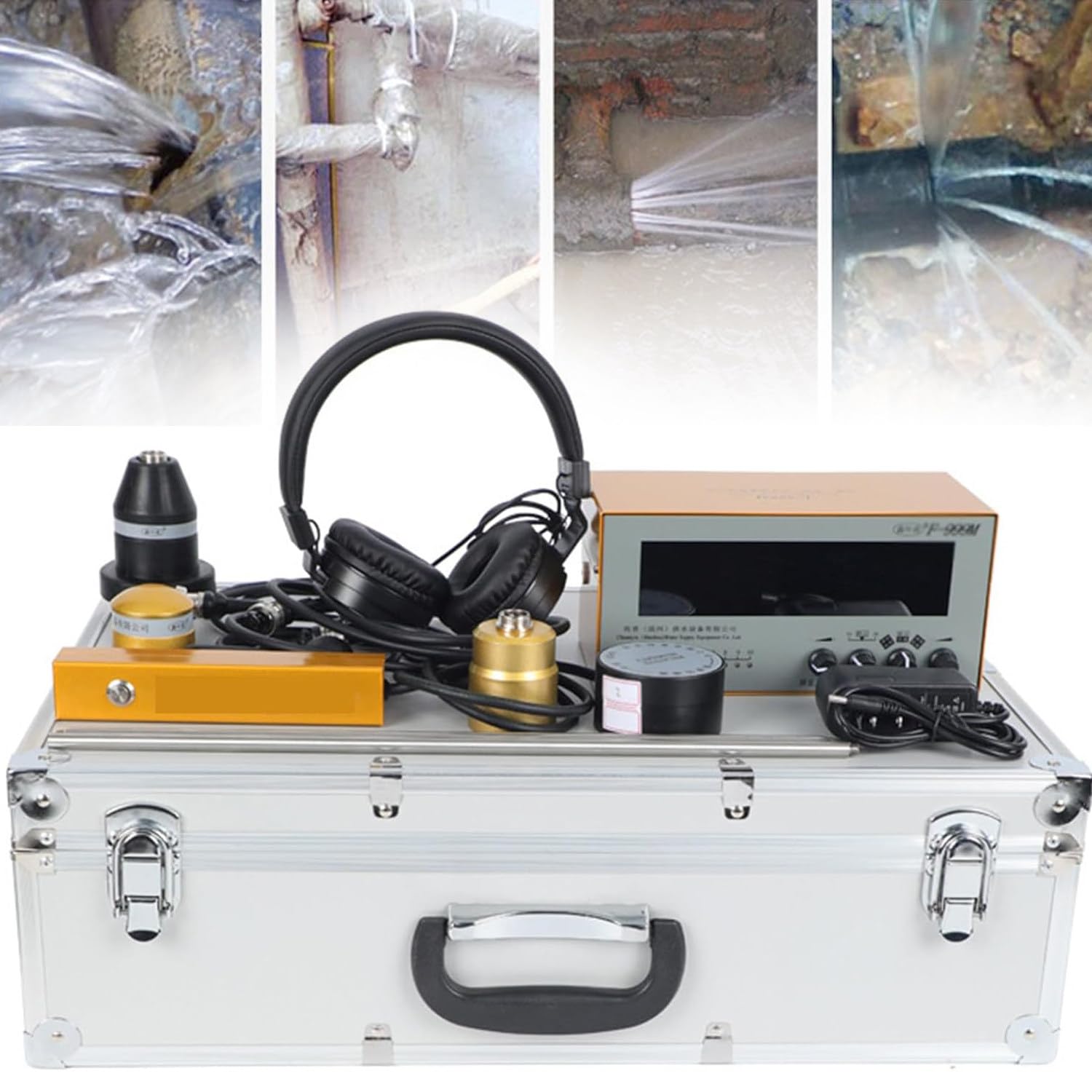 Detector de Fugas de Agua, Equipo Detector de Fugas de Agua en tuberías, con Pantalla LCD, Auriculares, la Varilla de Escucha y el Sensor cooperan para garantizar un posicionamiento preciso
