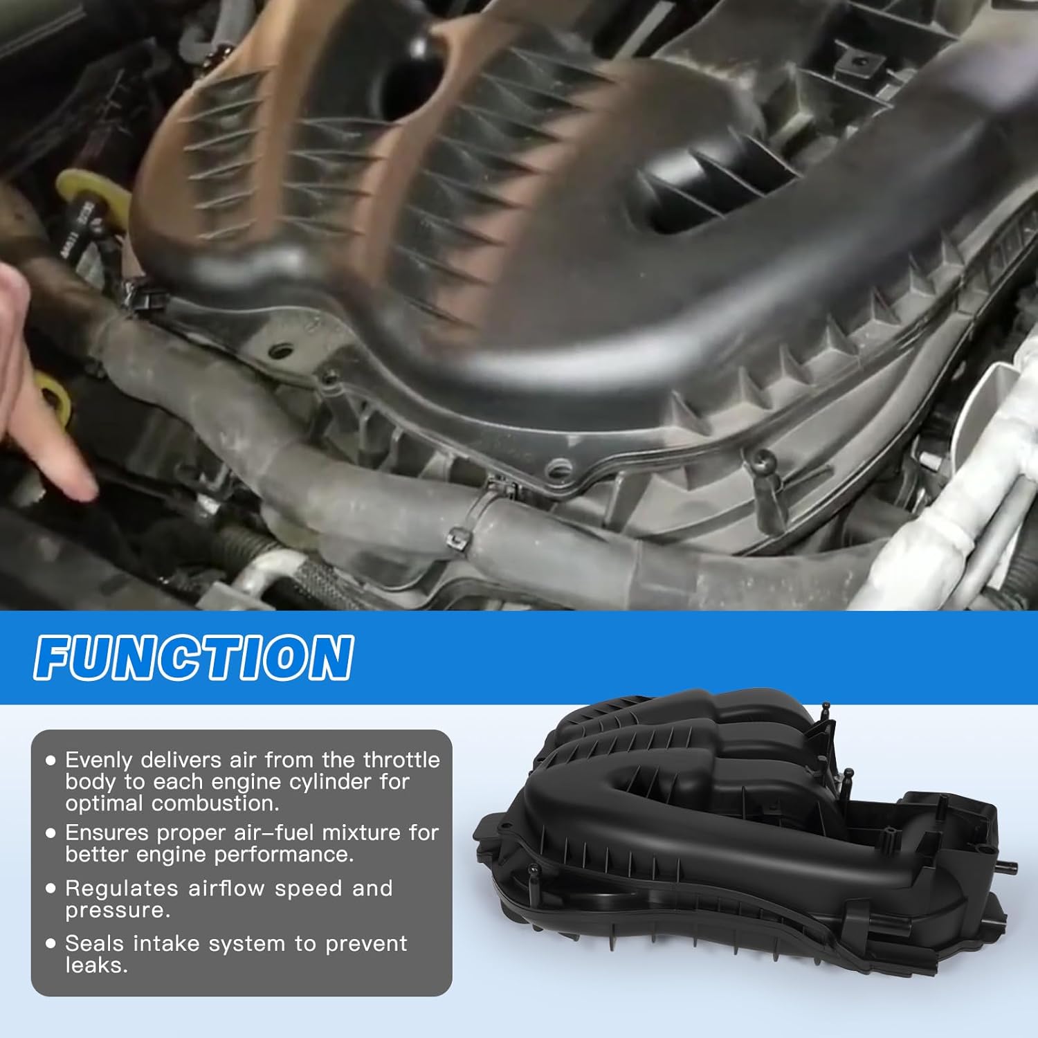 68240667AC Engine Intake Manifold Compatible with 2014-2022 Ram ProMaster 1500 2500 3500,Jeep Cherokee,Chrysler 200 2.0L 2.4L 3.0L 3.2L 3.6L,Replacement 68240667AB