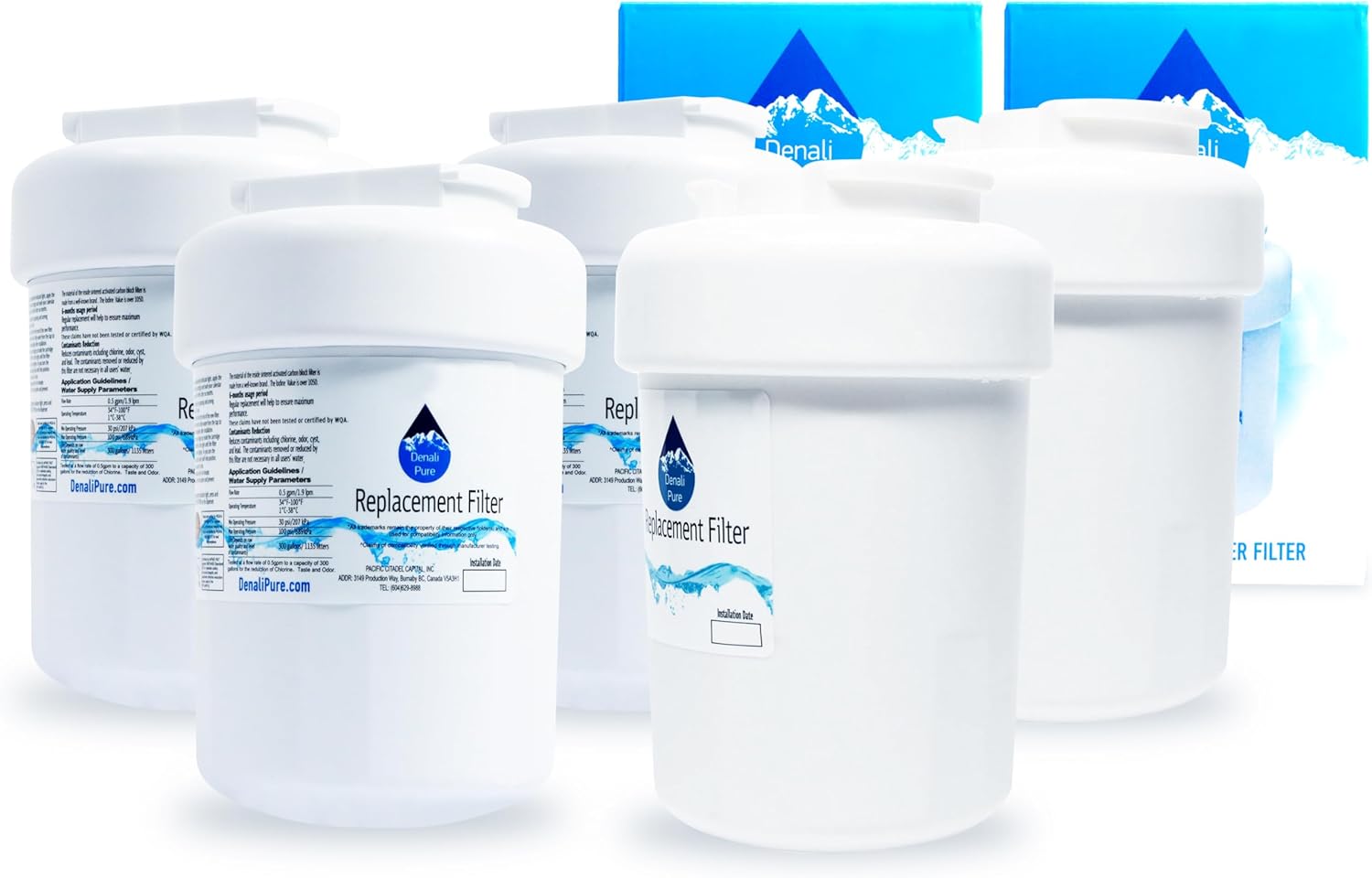 5-Pack Water Filter Replacement for General Electric GSHF6HGDBCCC Refrigerator - Compatible with General Electric MWF, MWFP Fridge Water Filter Cartridge