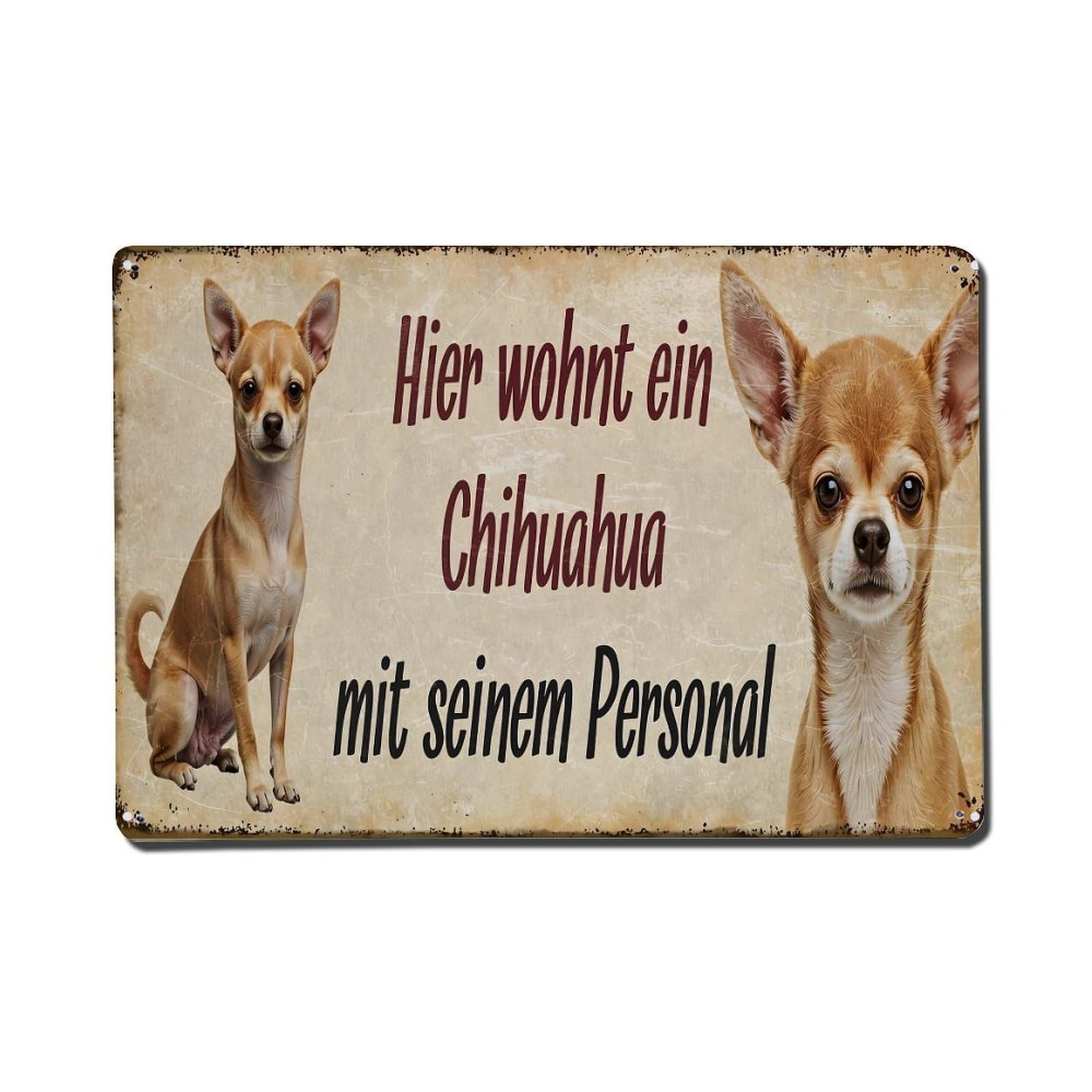 Chihuahua Dog Sign Text Art Retro Metal Tin Sign, Vintage Decor Art Poster for Bar, Home, Man Cave, Kitchen, Laundry Room Gift 8x12Inch