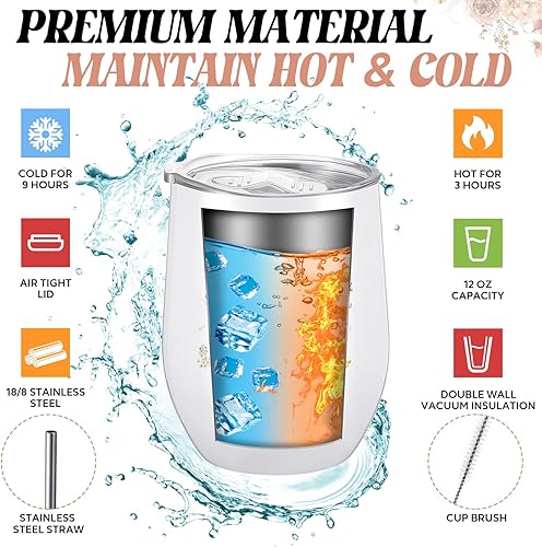 Miniatura 9 de Juego de 3 vasos de acero inoxidable de 12 onzas, regalos para madrina, bolsas de maquillaje, llavero para Acción de Gracias, boda, vacaciones,