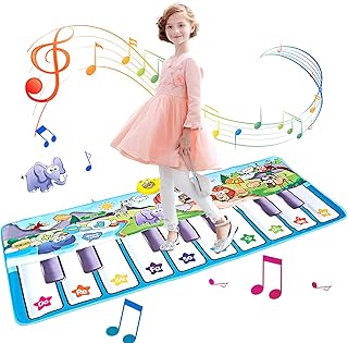 LEVONSTY Tappetino da Ballo per Pianoforte, Gioco Musicale per Bambini Tappetino per Tappeti Touch Play Tastiera Coperta Strumento Musicale Educativo Regali Giocattolo(150*78 cm)