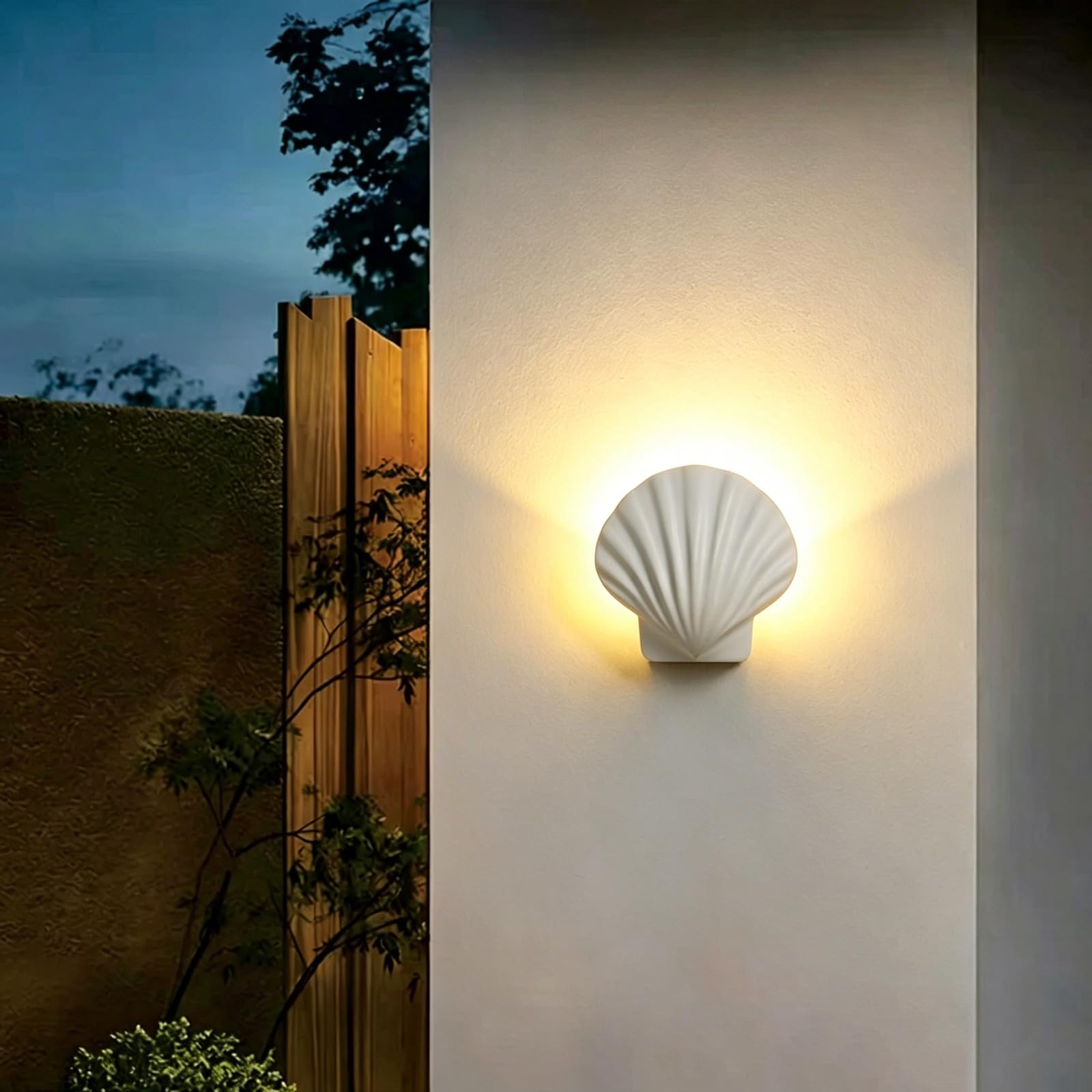 SDUYTDG Shell Design Outdoor Wall Sconce Creative Aluminum Porch Light IP65 Waterproof Wall Mounted Lamp Black Exterior Lighting Fixtures for Patio, Front Porch, Garage & Entryway