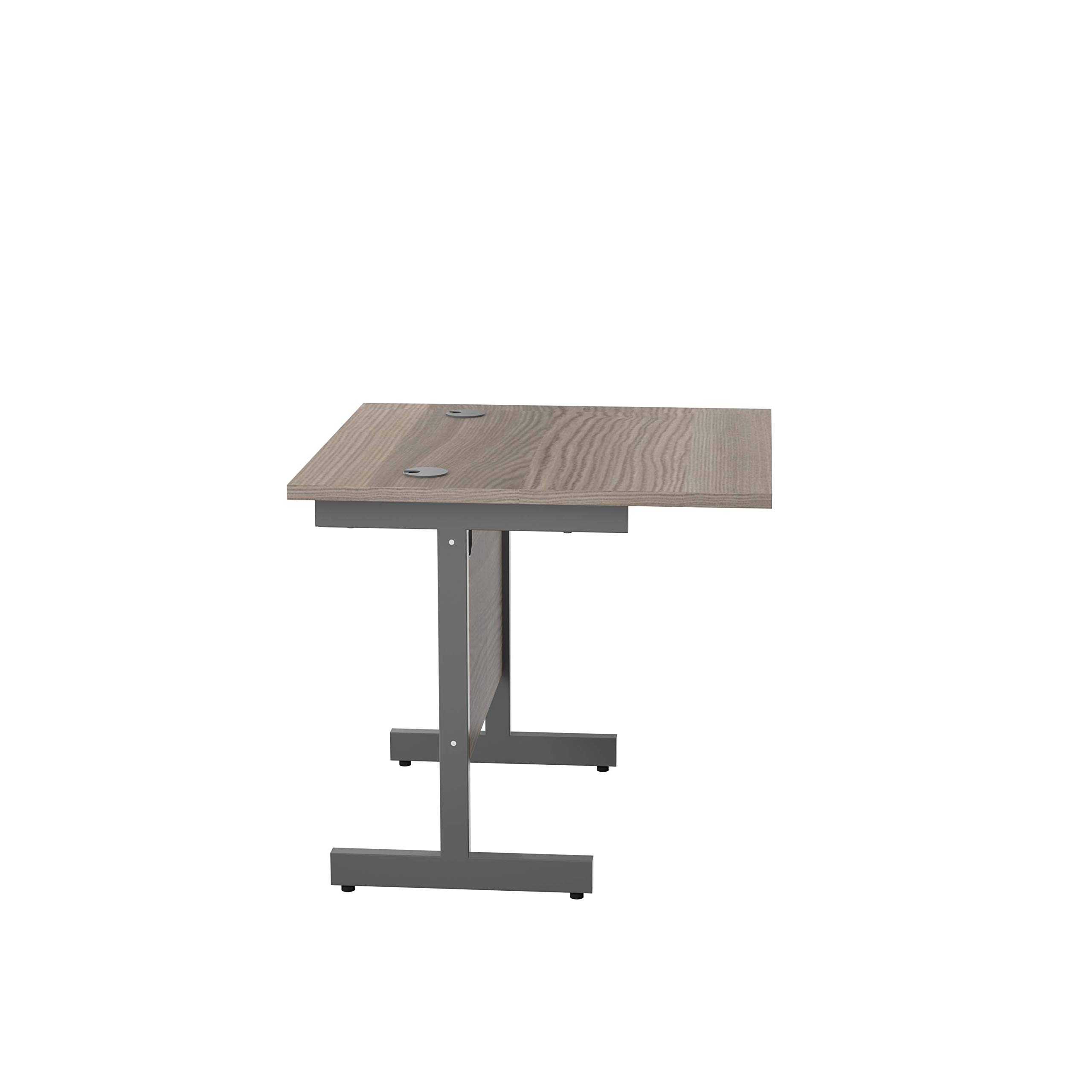 Office Hippo Heavy Duty Rectangular Cantilever Desk - Home Office Table + Integrated Cable Ports, PC Desk - 5 Yr Warranty - Silver Frame/Oak Top, 120cm x 80cm — view 79