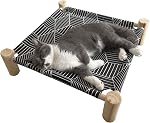 Pozico Elevated Pet Bed with Breathable Mesh for Small Cat and Dog, Raised Cooling Pet Cot for Puppy and Kitty (Black Bed with Canopy, Small-18.9x18.9 inch)