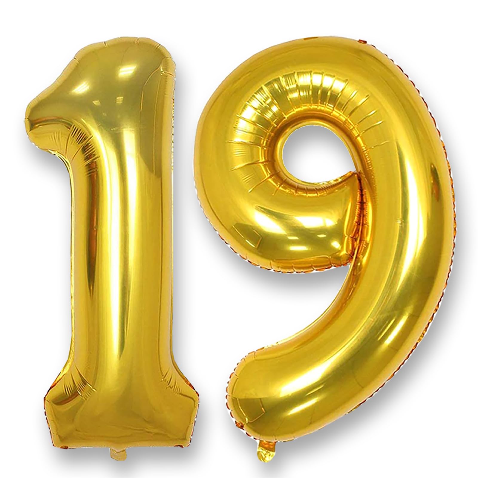 AULE 40 Inch Large 19 Number Balloons Gold, Big Foil Number Balloons, Giant Helium Happy 19th Birthday Party Decorations for Boy and Girl, Huge Mylar