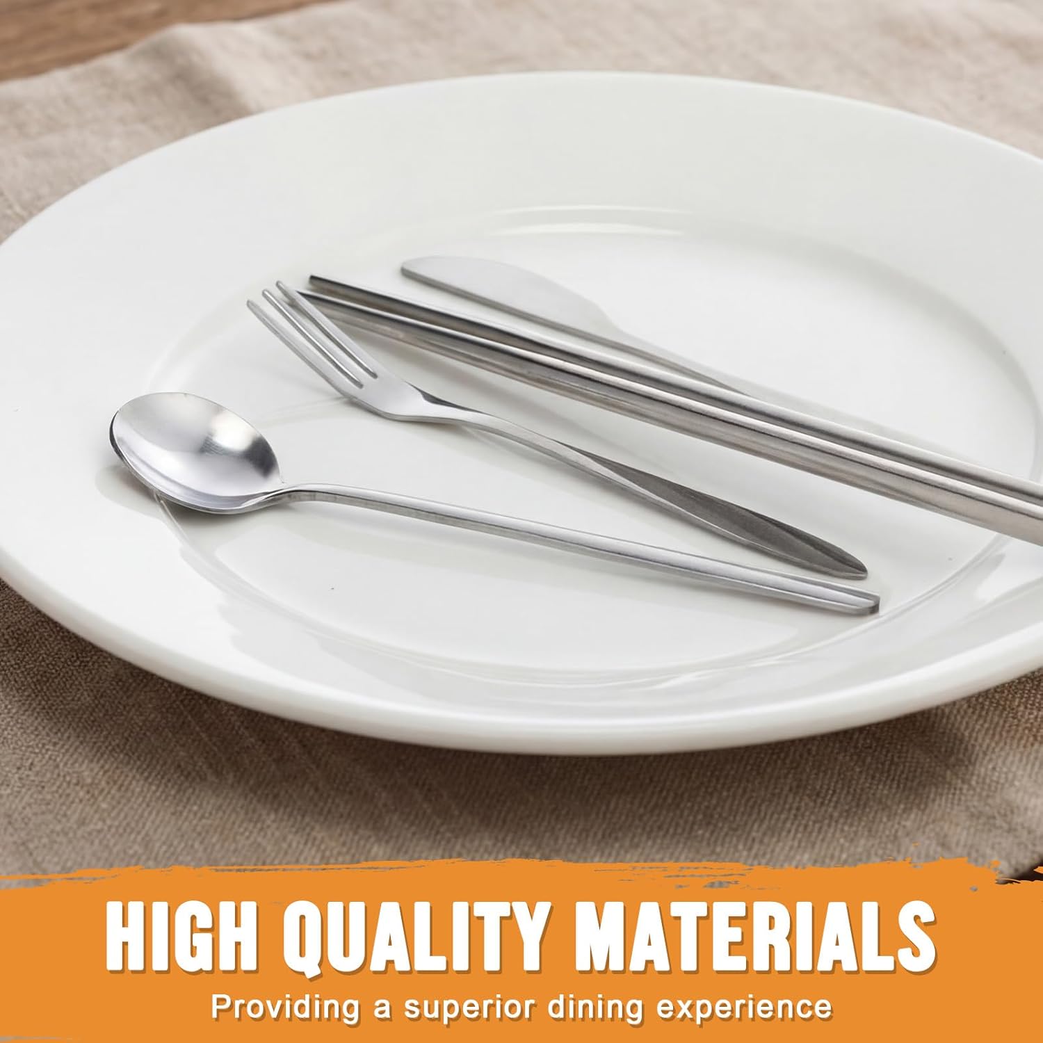 48 Pcs Stainless Steel Snack Containers with Lids 2 Compartments Leakproof Snack Box and Stainless Steel Flatware Set Include Chopsticks Knife Fork Spoon with Case for Meal Prep Food Storage