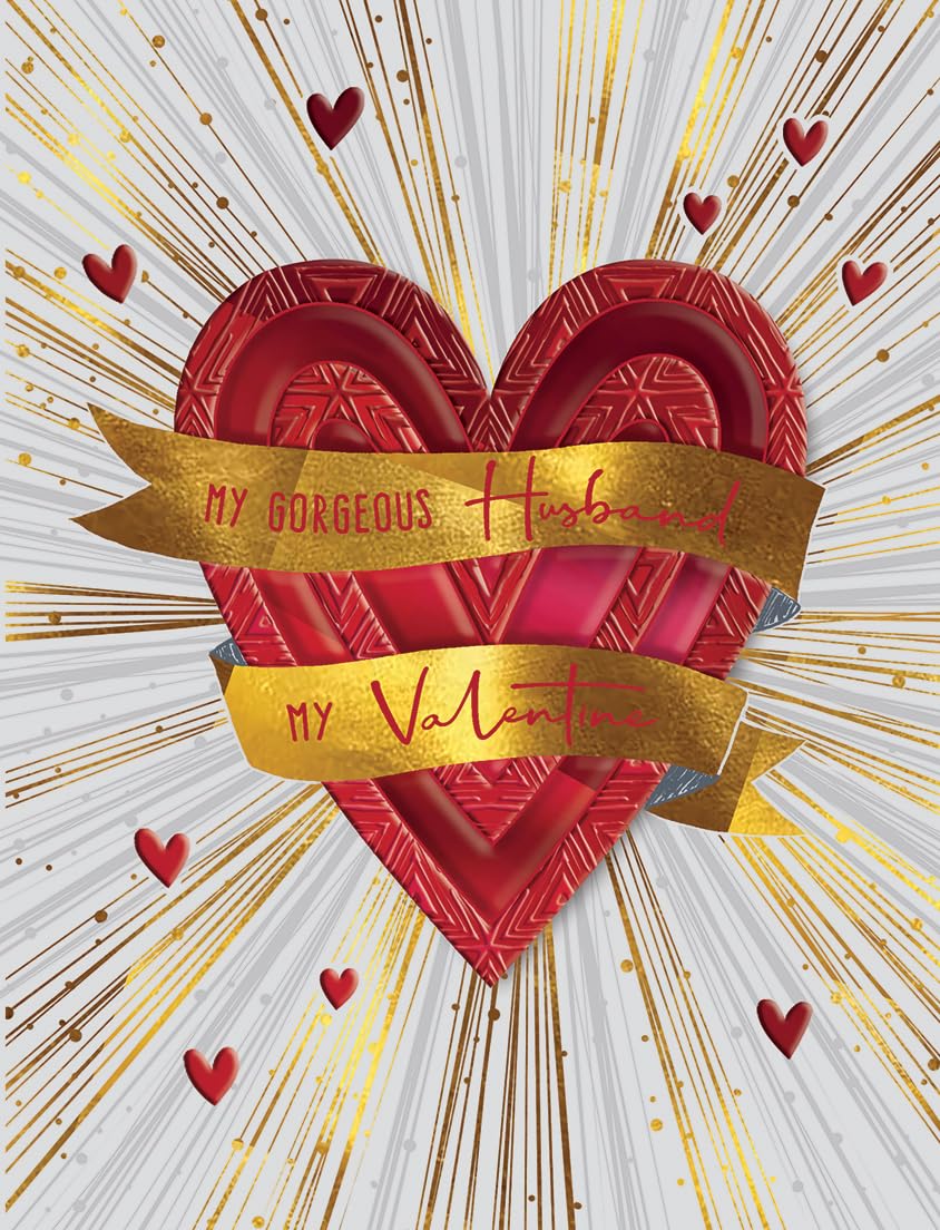 Piccadilly Greetings Valentines Day Card, Gorgeous Husband - 8 x 6 inches