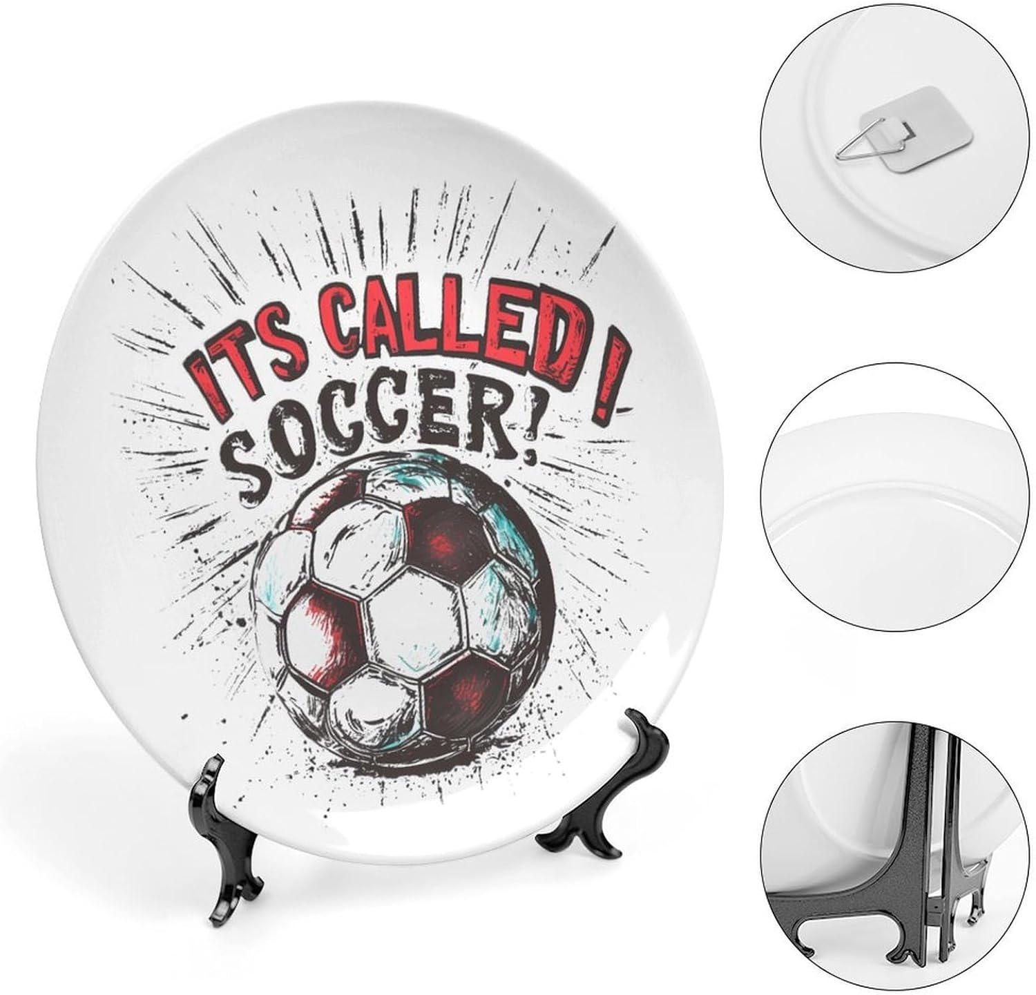 Its Called Soccer Not Football Decorative Plates for Display Ceramic Plate Tray with Stand Hanger Home Decor