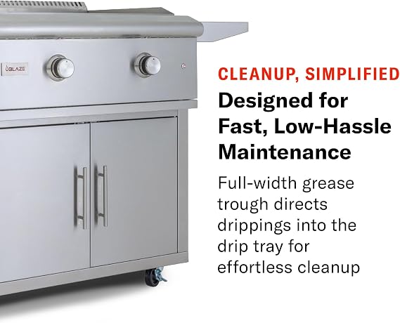 Blaze Premium LTE Built-In Natural Gas Griddle | 30-Inch Stainless Steel Flat Top with 36,000 BTUs | Illuminated Control Knobs | Push-and-Turn Flame Thrower Ignition | BLZ-GRIDDLE-LTE-NG