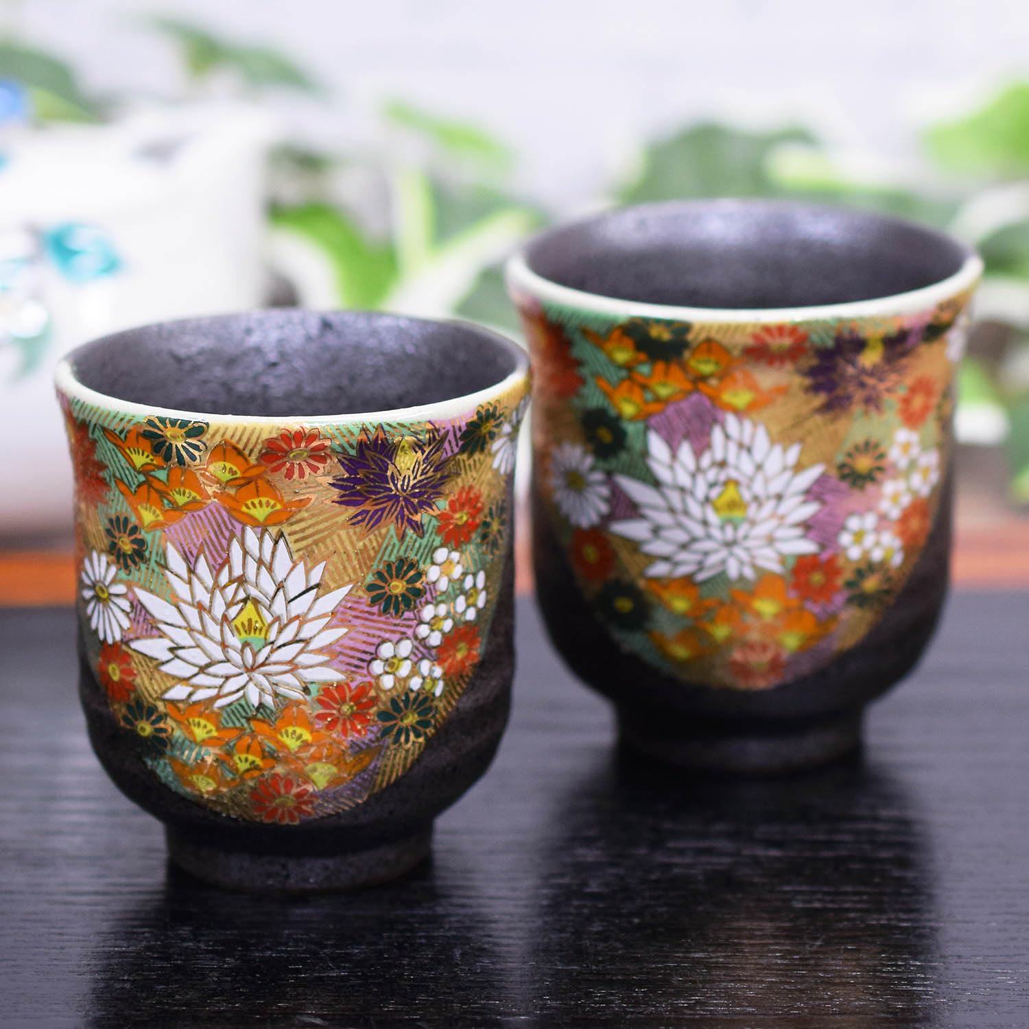九谷焼 湯呑 茶器揃 急須 茶道具 サ⁄ 5客 湯飲み 金彩花詰 九谷花仙