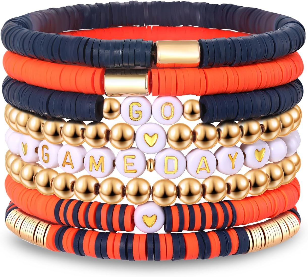 Game Day Bracelet for Women GO GAME DAY Heishi Beaded Stretch Bracelets Stackable Football Sports Bracelets Game Day Jewelry Gifts Football Accessories Outfits