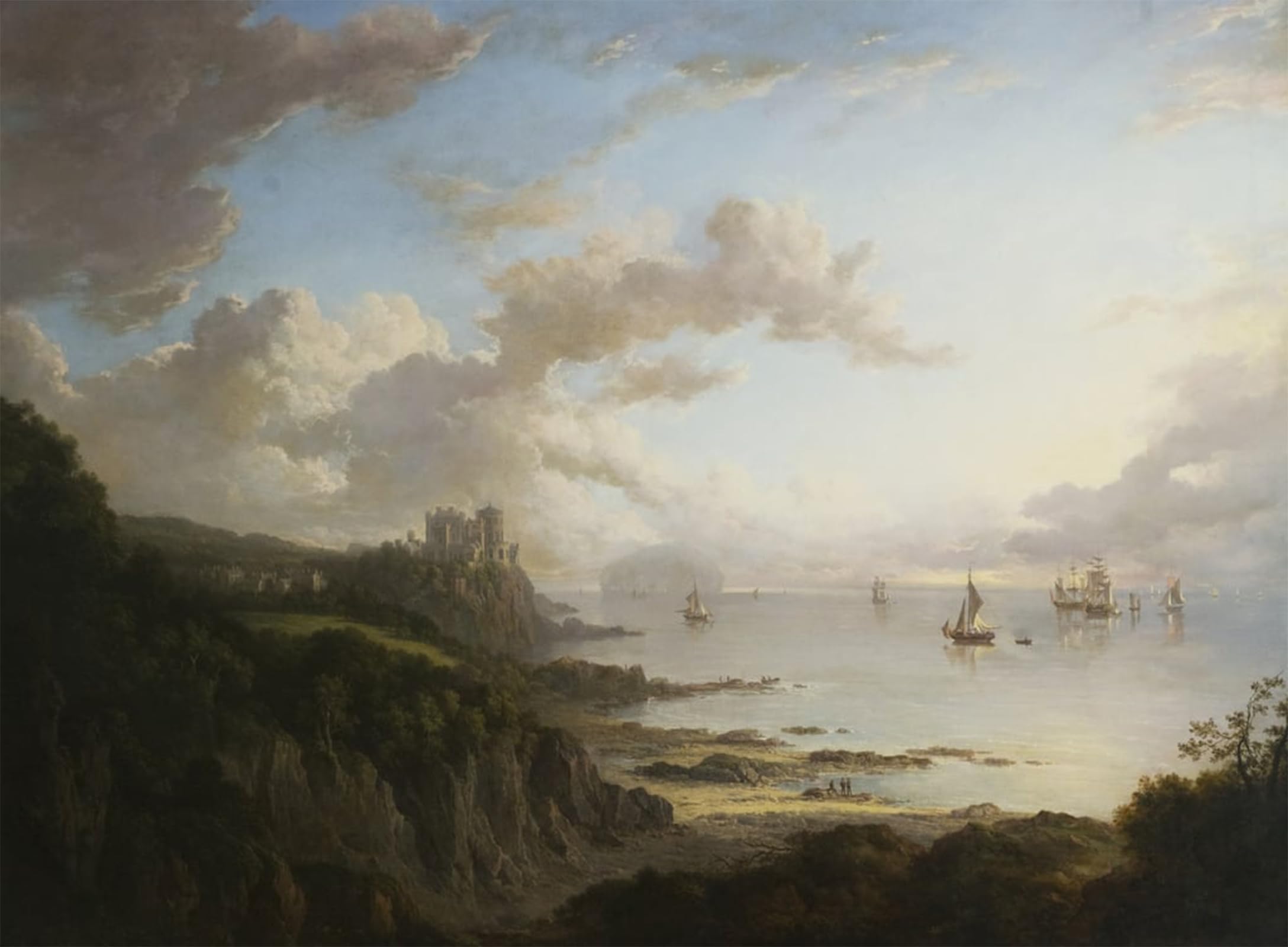 HRJUBWREE Famous Paintings Pictures Artwork Picture Culzean Castle From the North with Ailsa Craig by Alexander Nasmyth Photo Wall Print for Office Decor 60x90cm