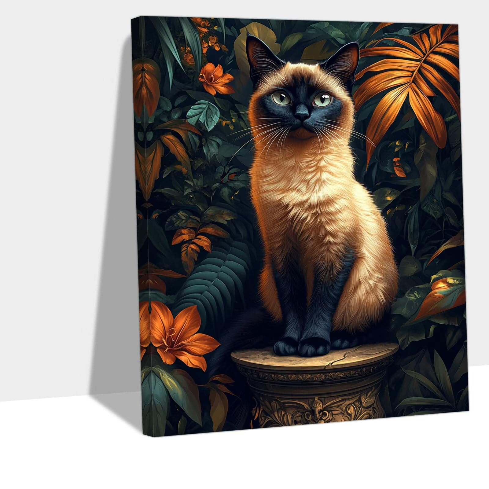 Groß Malen nach Zahlen Erwachsene Blume 90x120cm Paint by Numbers Siamkatze Malen nach Zahlen Erwachsene Anfänger DIY Kreativ Gemälde mit Pinsel Acrylfarbe für Hause Dekor，Geschenk für Frauen YX-948
