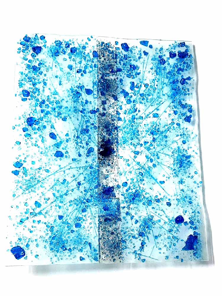 Verre fusion centre de table balançant italien 32x40cm objet art flottant v1