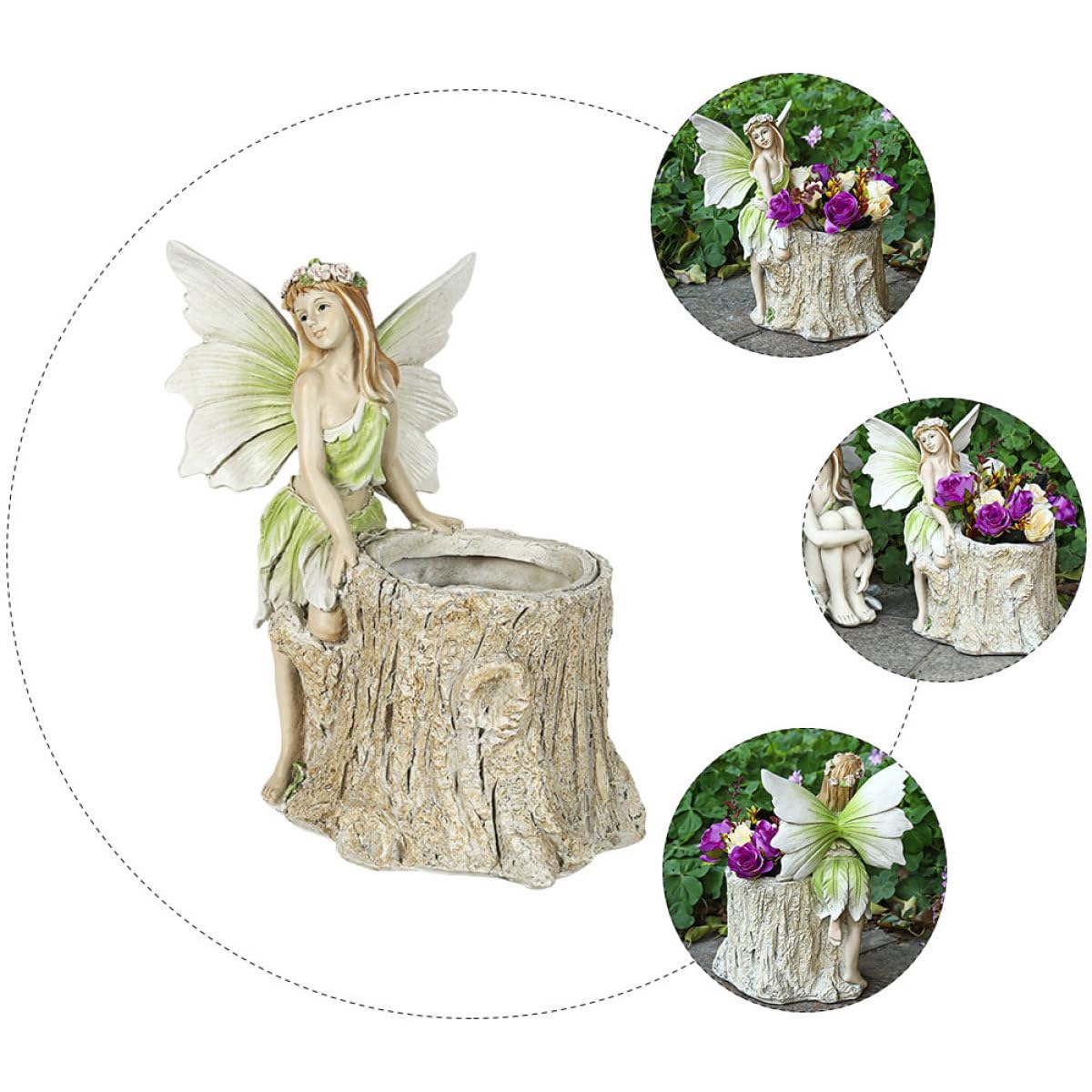 Happyyami 1Pc Wróżka Kwiatowa Wazon Powietrza Małe Sukulenty Żywica Rzemiosło Pulpit Doniczka Głowy Sadzarka Doniczki Kwiat Bajki Posągi Żywica Kwiat Słoik Sukulenty Doniczka Akcesoria