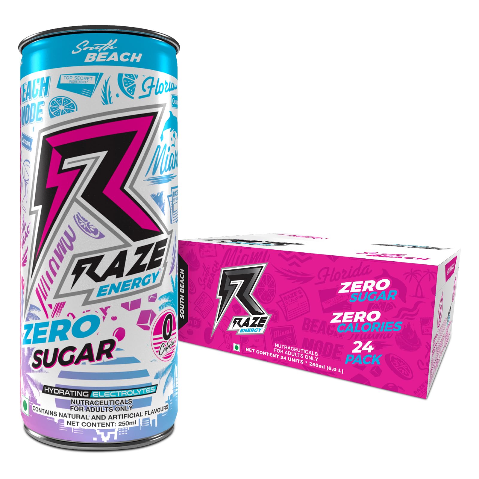 RAZE Functional Energy Drink, 75mg Caffeine, Zero Calories, Performance and  Hydration
