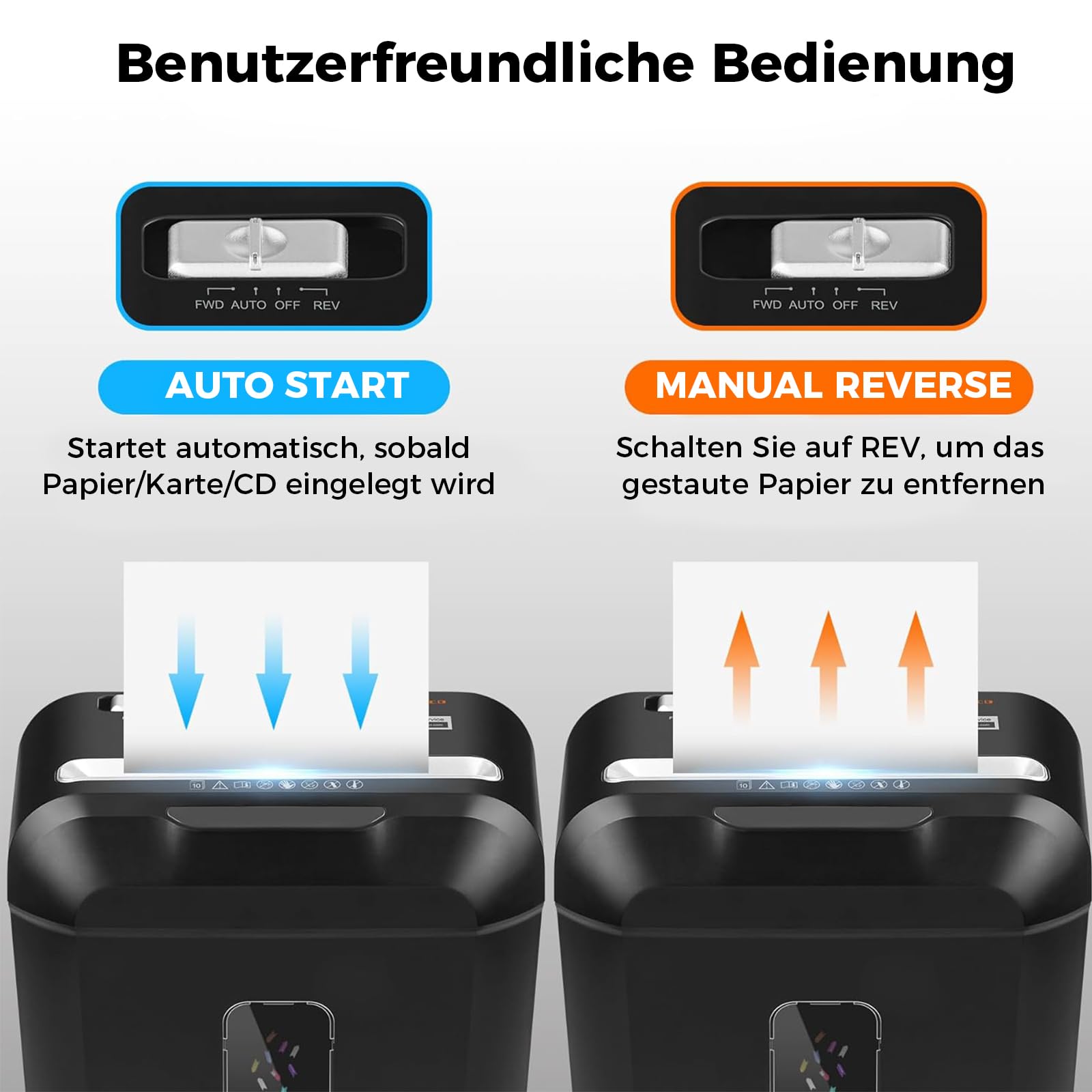 Schredder, 10 Blatt Kreuzschnitt (P-4) Aktenvernichter, VidaTeco 14L Behälter Partikelschnitt Papierschredder für Papier/Kreditkarten, Reisswolf mit Tragbares Griffdesign Geeignet für das Homeoffice