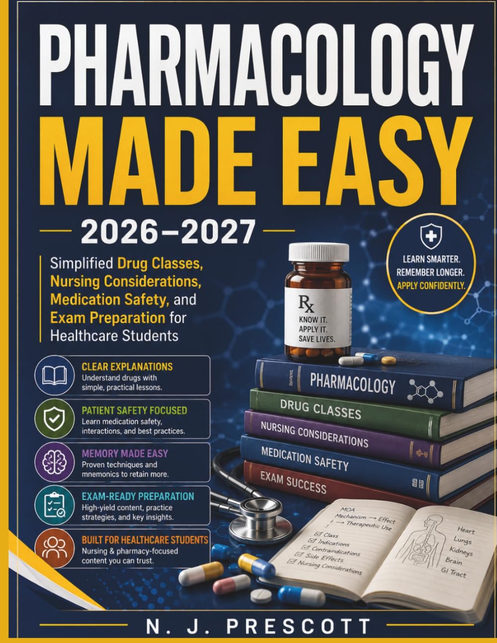 PHARMACOLOGY MADE EASY 2026-2027: Simplified Drug Classes, Nursing Considerations, Medication Safety, and Exam Preparation for Healthcare Students