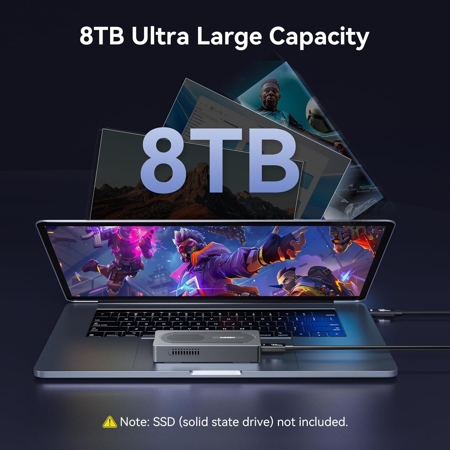 AGEEN 80Gbps M.2 NVMe SSD Enclosure for Thunderbolt 5/4/3, USB4 V2.0/V1.0, Dual Chips (JHL9480&RTL9210), Backward Compatible with USB 3.2/3.1/3.0/2.0, Supports 8TB SSD 2280/2260/2242/2230 (Space Gray)