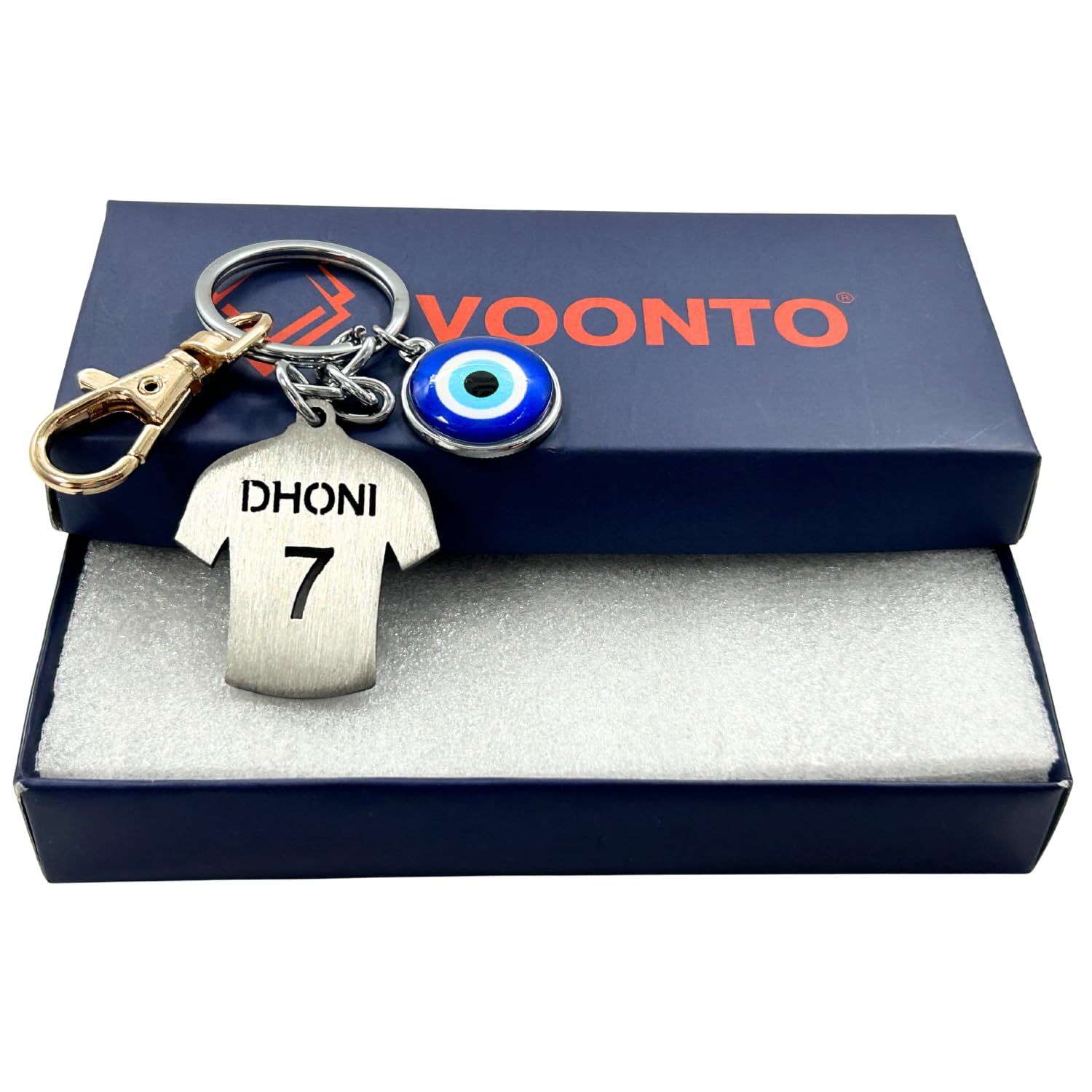 Dhoni Virat Rohit Jersey with Evil Eye & Golden Hook Metal Keychain for Cricket Lovers Sports Person Excellent Gift for Birthday, Anniversary, Valentines Day (Pack-1)-image-14