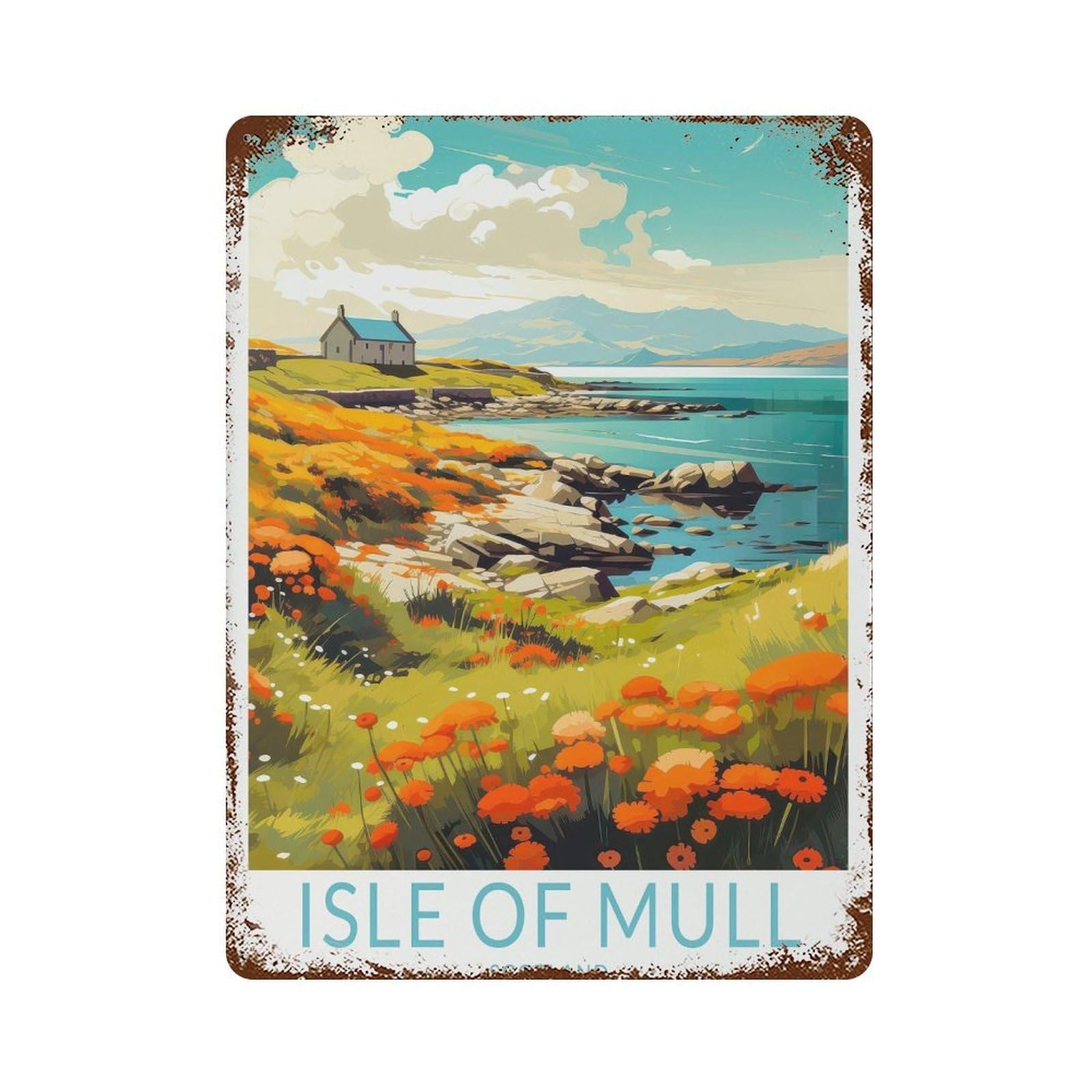 xiaoxiaoshen Isle of Mull Travel Scotland Island Gift Wall Decor Art Metal Tin Poster Modern Home Decor Art Home Bar Shop Decorations Vintage Sign 40x30cm