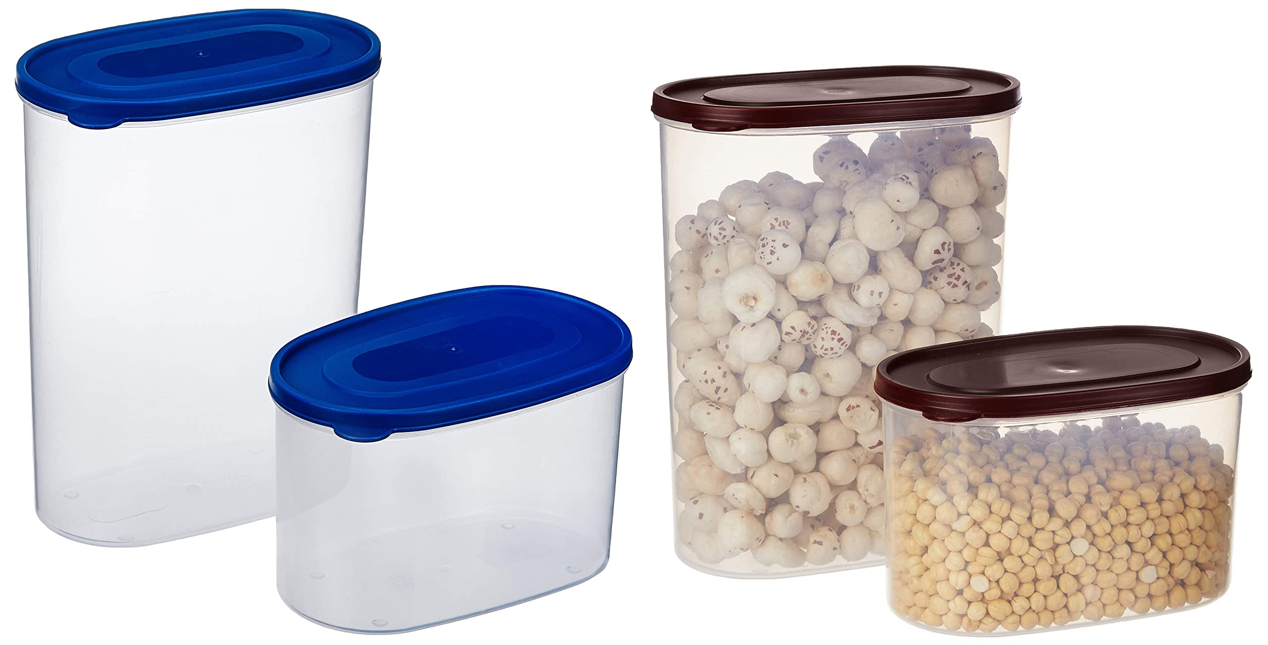 Amazon Brand - Solimo Plastic Set Of 2 Kitchen Storage Containers (1650Ml, 950Ml), Blue & Set Of 2 Kitchen Storage Containers (1650Ml, 950Ml), Brown Combo (B085GPK9SK) Amazon Price History, Amazon Price Tracker
