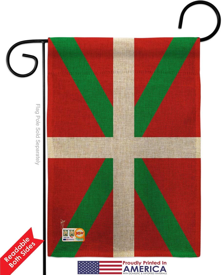 Basque Country Burlap Garden Flags Pack Regional Nationality Nation International World Particular Area USA Vintage Applique Small Decorative Gift Yard House Banner Double-Sided Made In 13 X 18.5