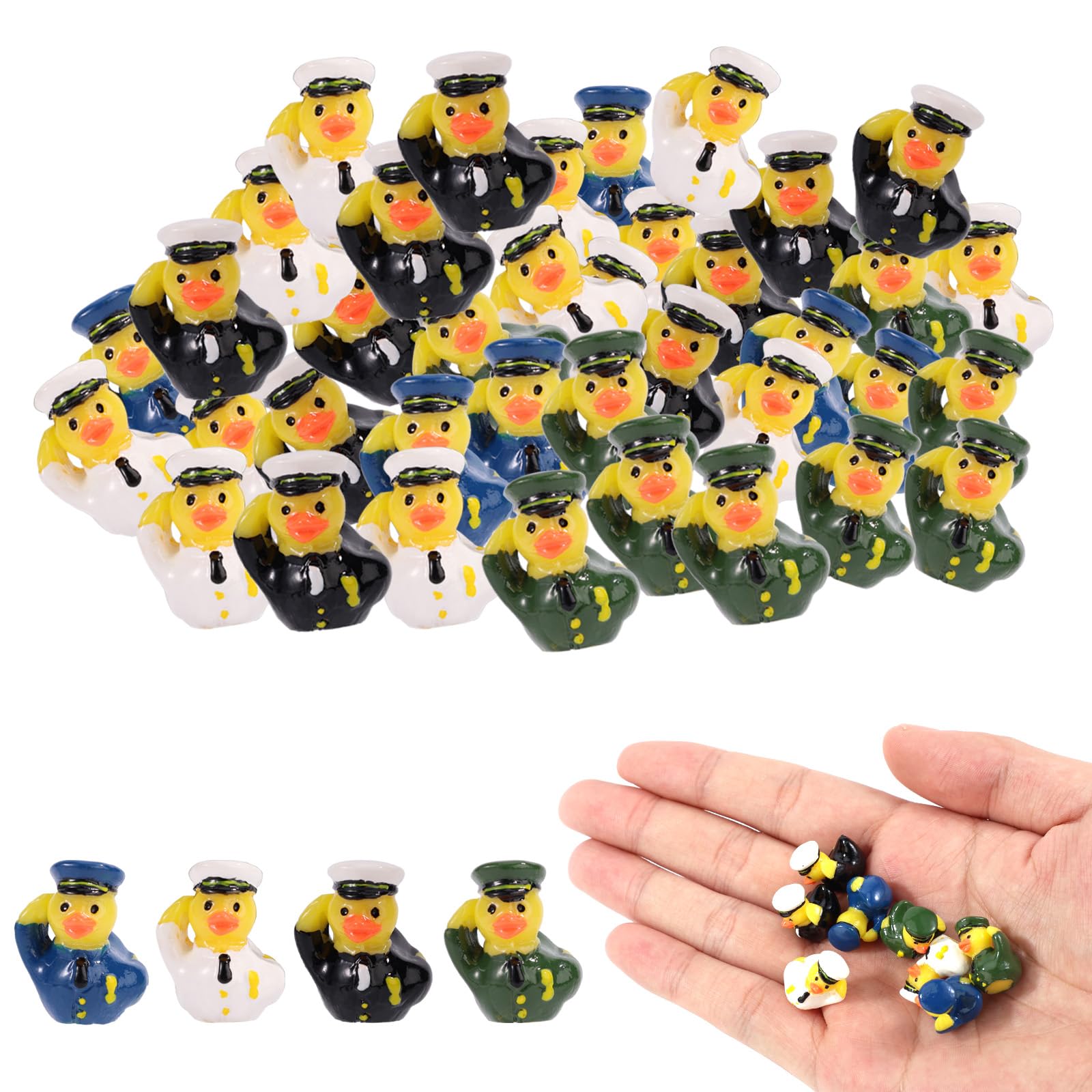 Lyreh 80pcs Mini Veteran Tribute Ducks, Resin Miniature Military Soldier Ducks Small Tiny Funny Uniform Toys Practical Decoration Accessories for Micro Landscape Garden Home Car Party