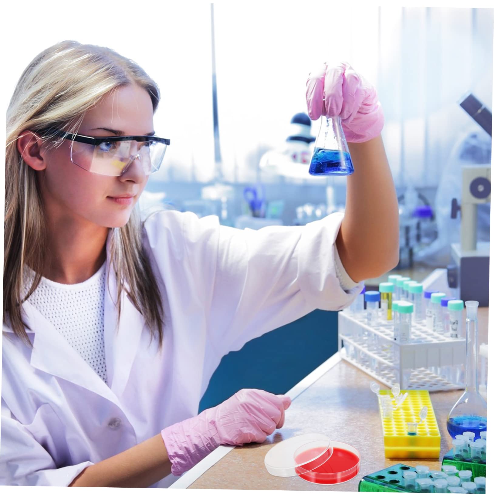 Milieu de Croissance à Base D'agar Rouge pour Laboratoire Médical et Industriel, Boîtes de Pétri en Pe, Surface Lisse Intérieure et Extérieure, Lot de 10 Pièces